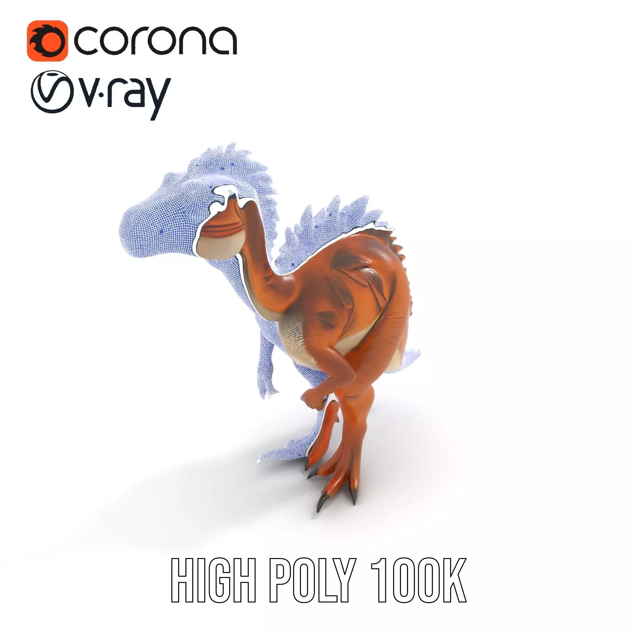 Spiky Dino Brown model pack Low-poly 3D model_32