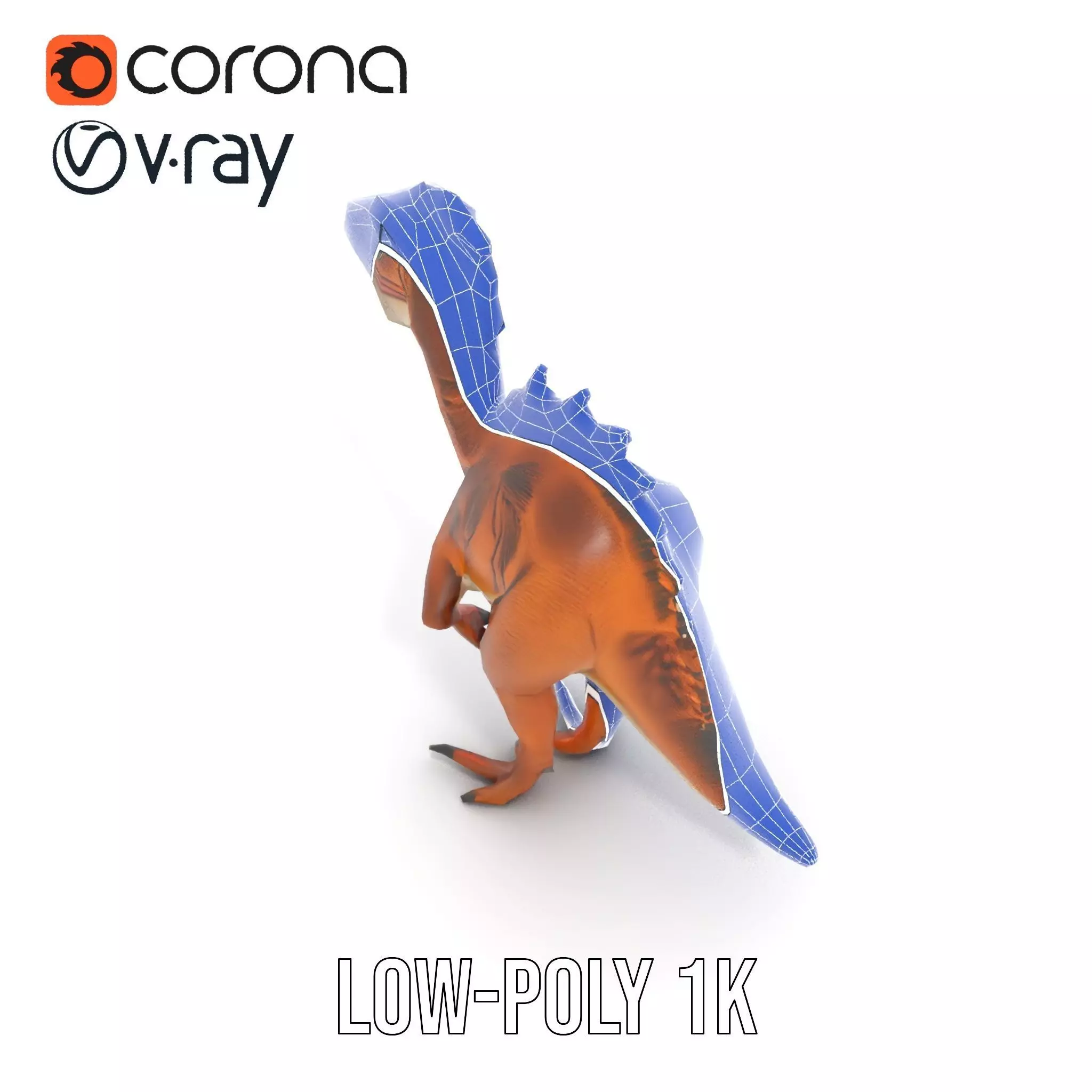 Spiky Dino Brown model pack Low-poly 3D model_28