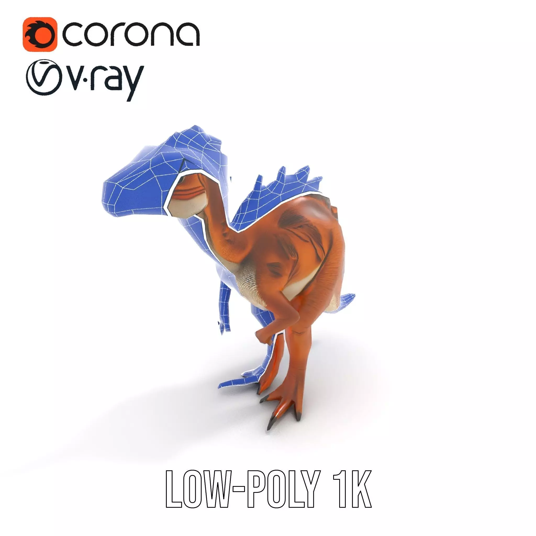 Spiky Dino Brown model pack Low-poly 3D model_13