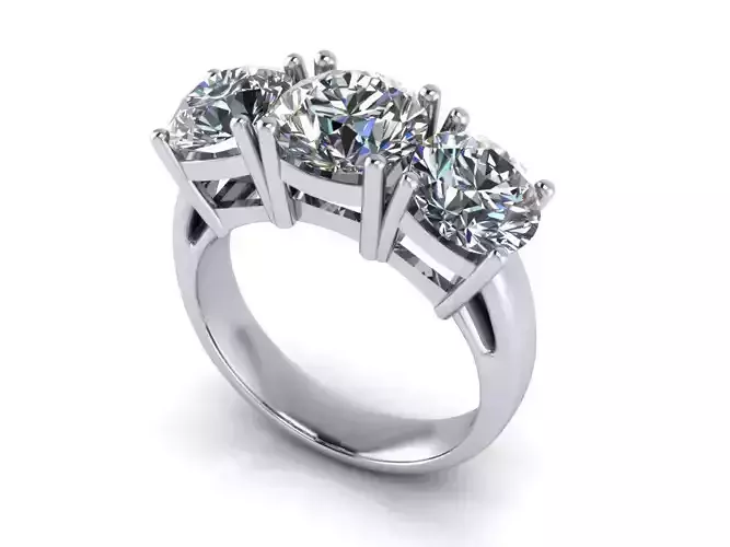 Three Round Diamond Ring