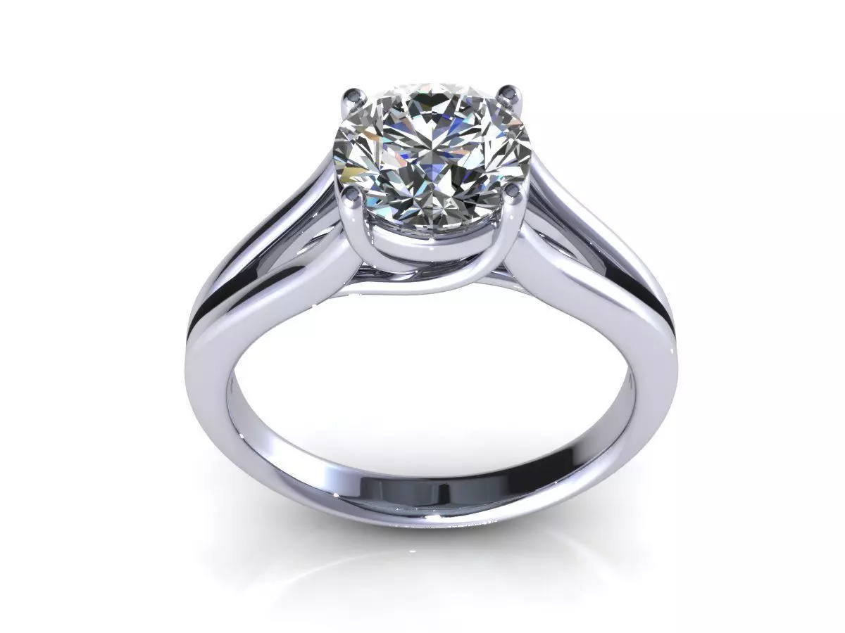 Twist Prong Diamond Ring 3D print model_1