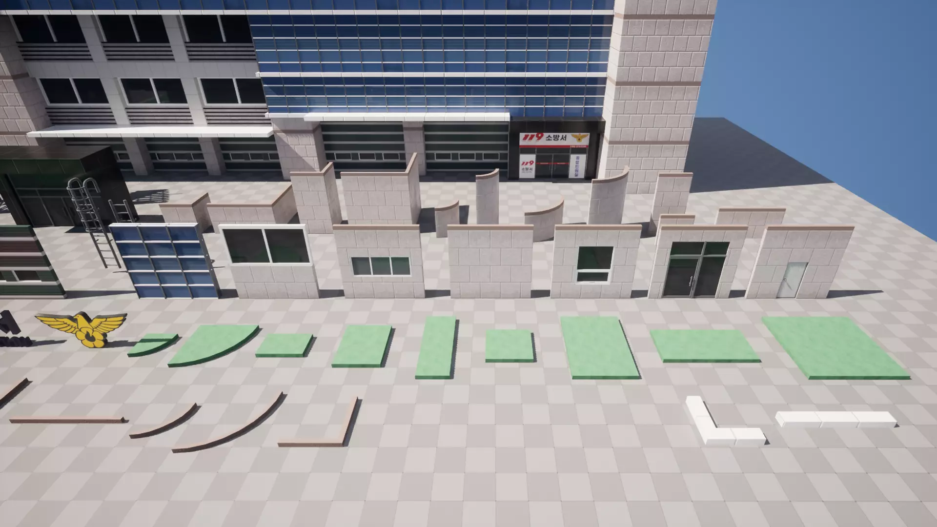 Korean Modular FireStation Low-poly 3D model_10