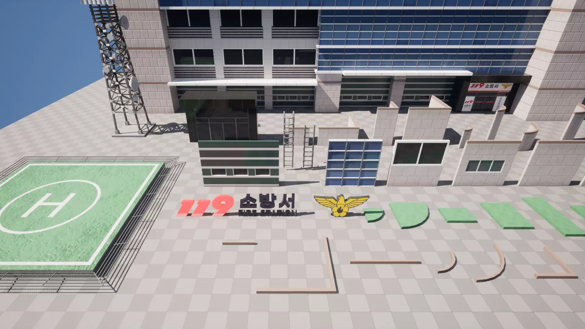 Korean Modular FireStation Low-poly 3D model_9