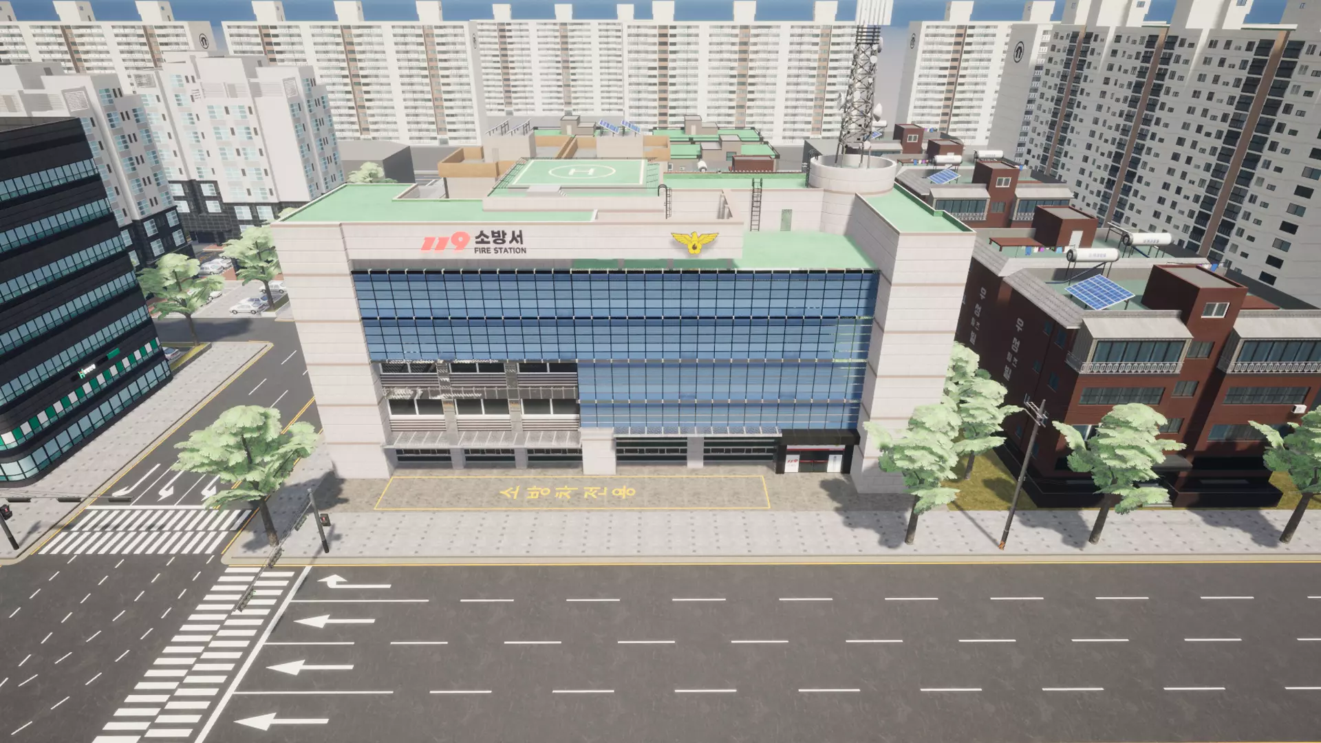 Korean Modular FireStation Low-poly 3D model_1