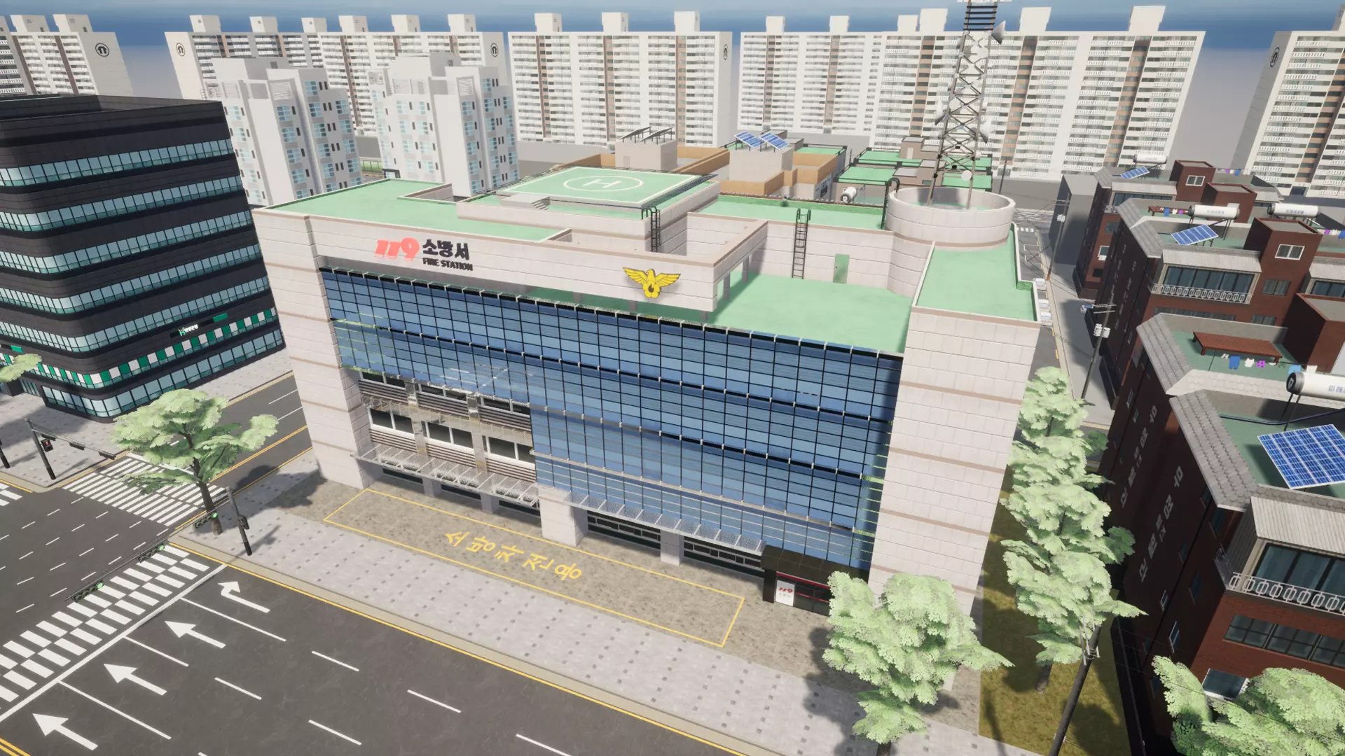 Korean Modular FireStation Low-poly 3D model_3