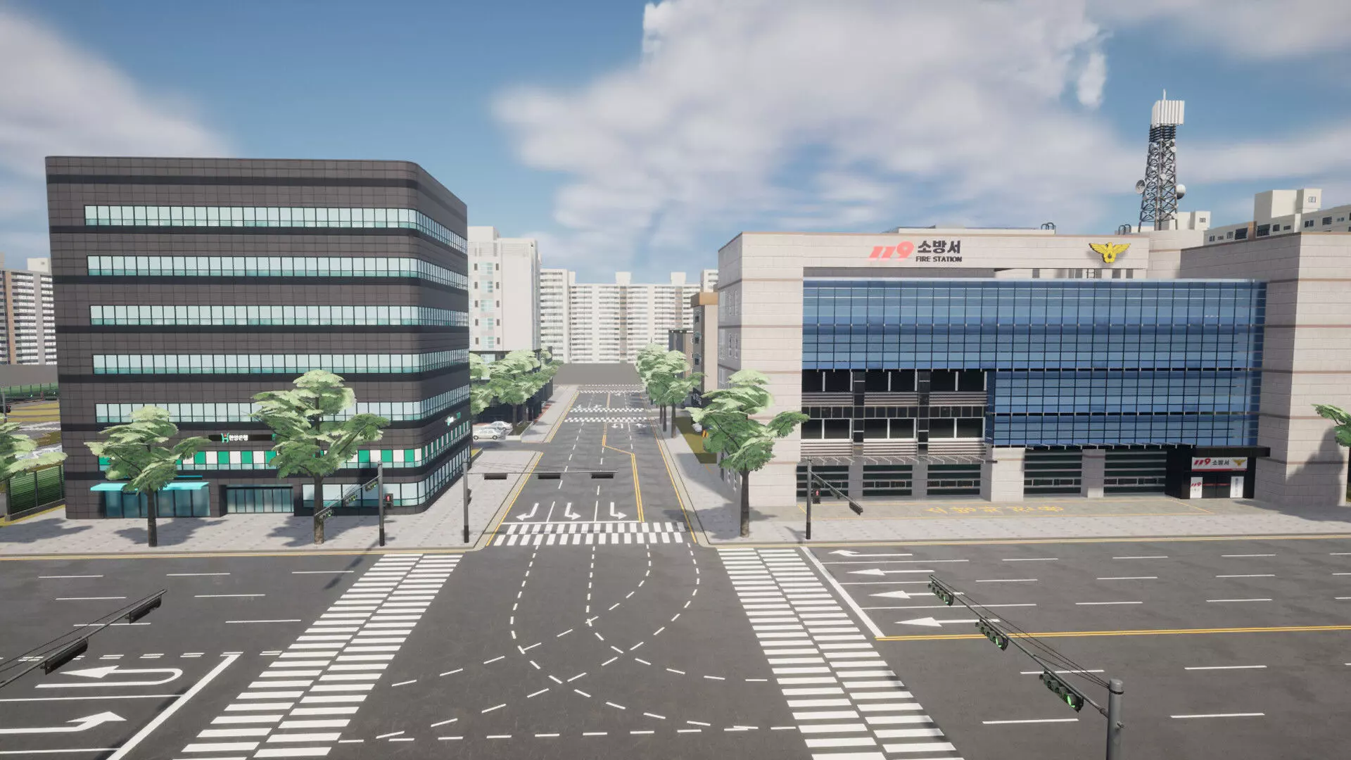 Korean Modular FireStation Low-poly 3D model_5