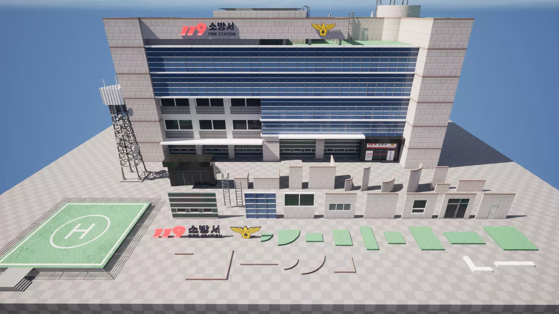 Korean Modular FireStation Low-poly 3D model_8
