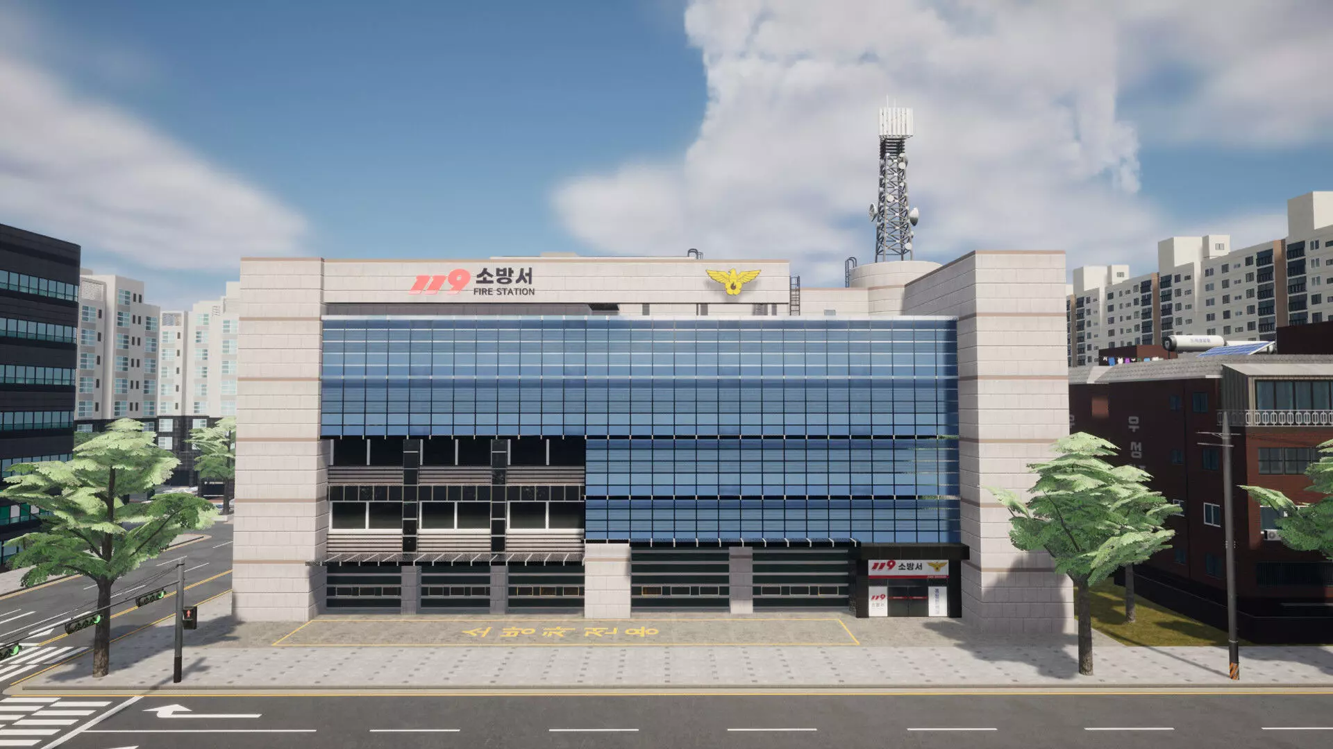 Korean Modular FireStation Low-poly 3D model_7