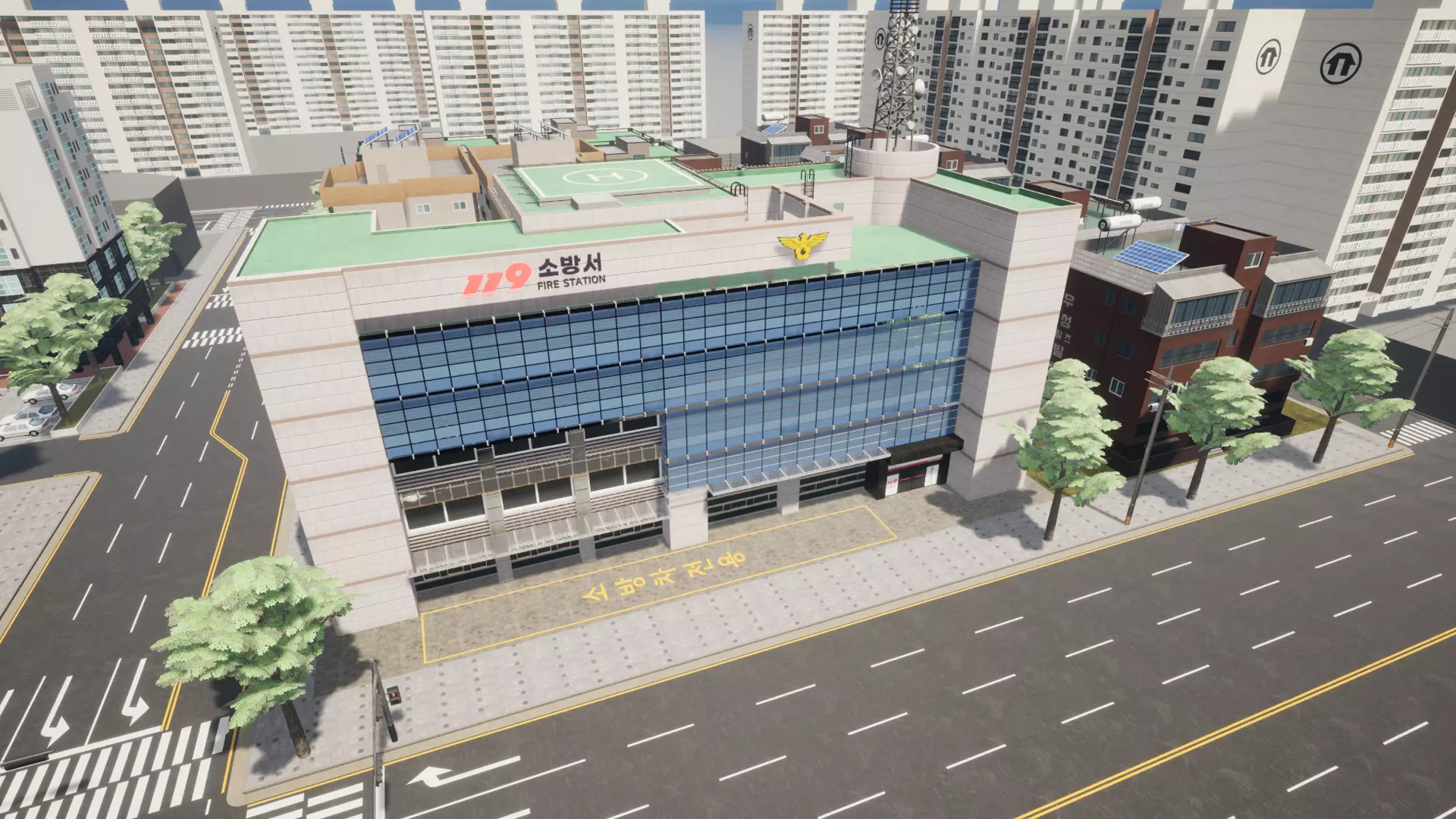 Korean Modular FireStation Low-poly 3D model_2