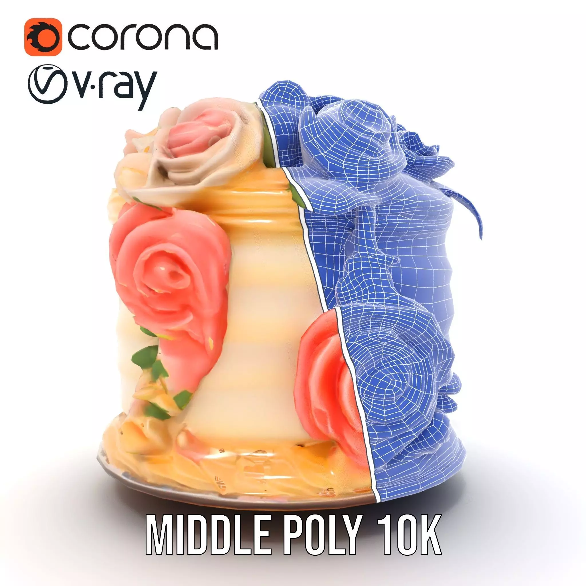 Floral Cake Design model pack Low-poly 3D model_22
