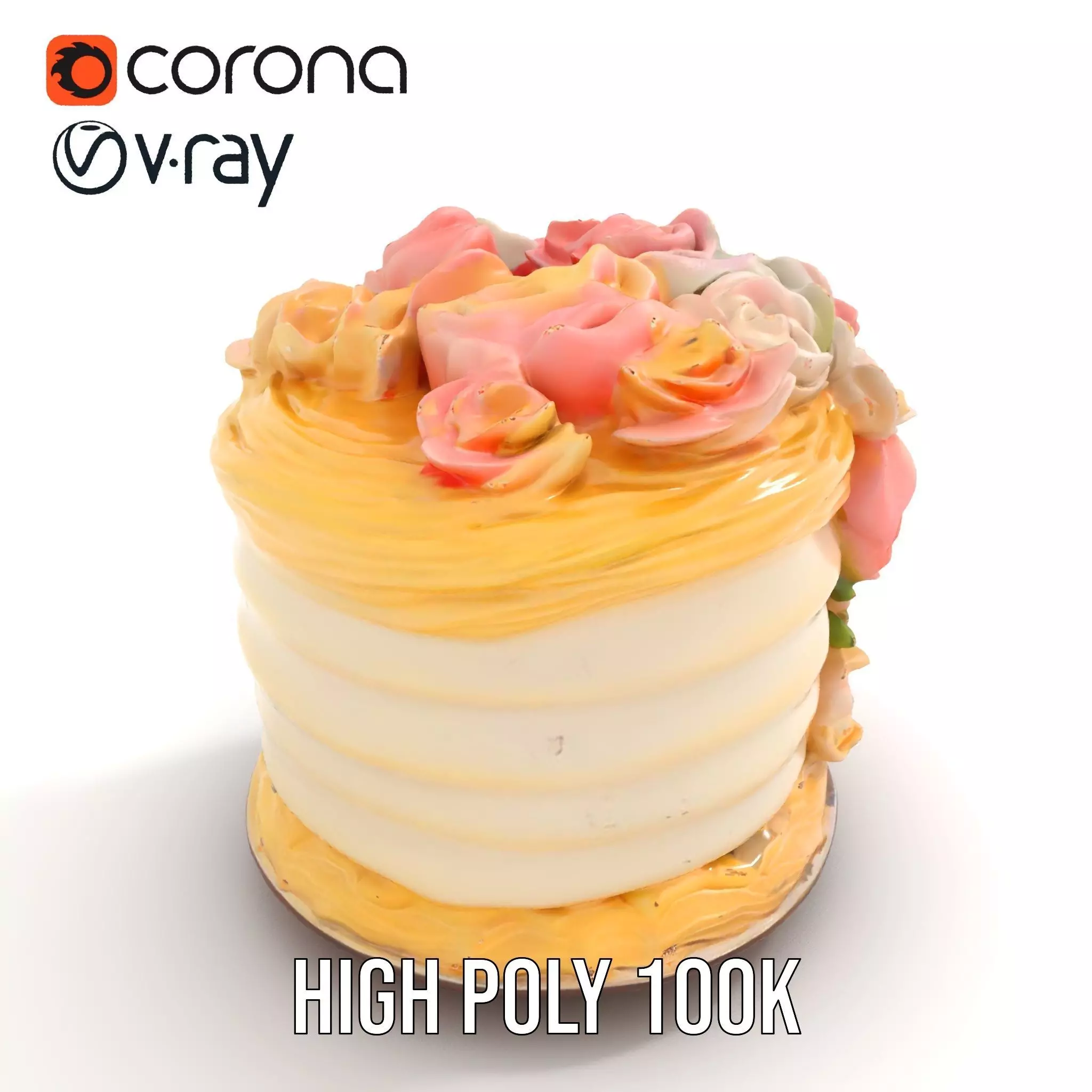 Floral Cake Design model pack Low-poly 3D model_10