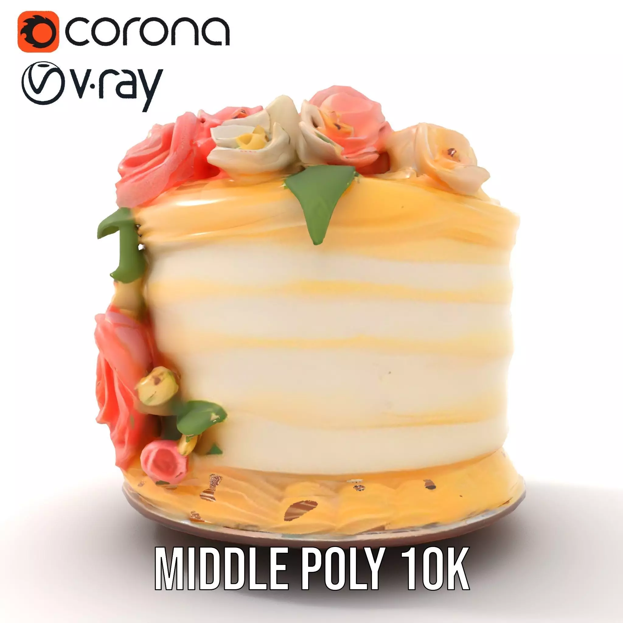 Floral Cake Design model pack Low-poly 3D model_13