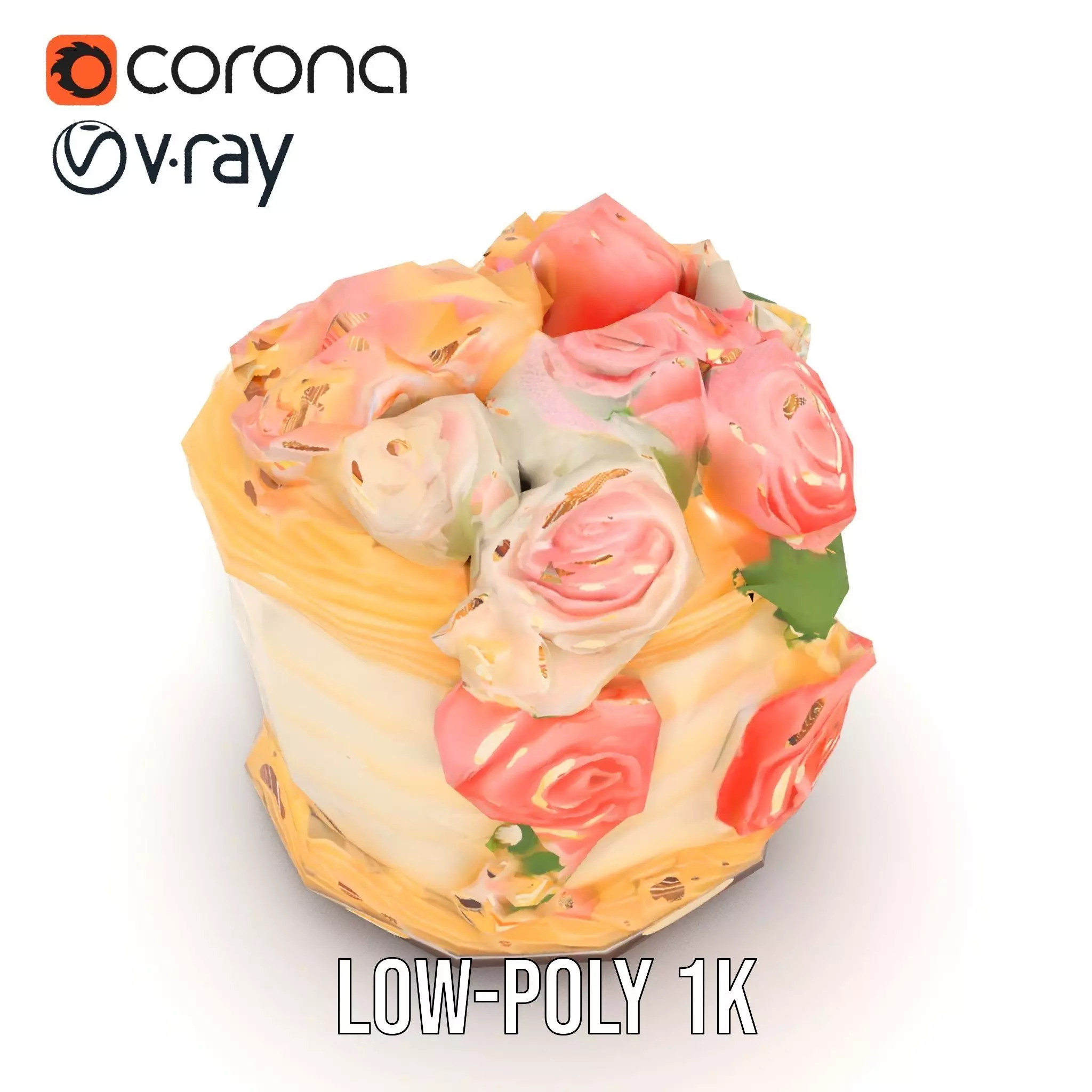 Floral Cake Design model pack Low-poly 3D model_9