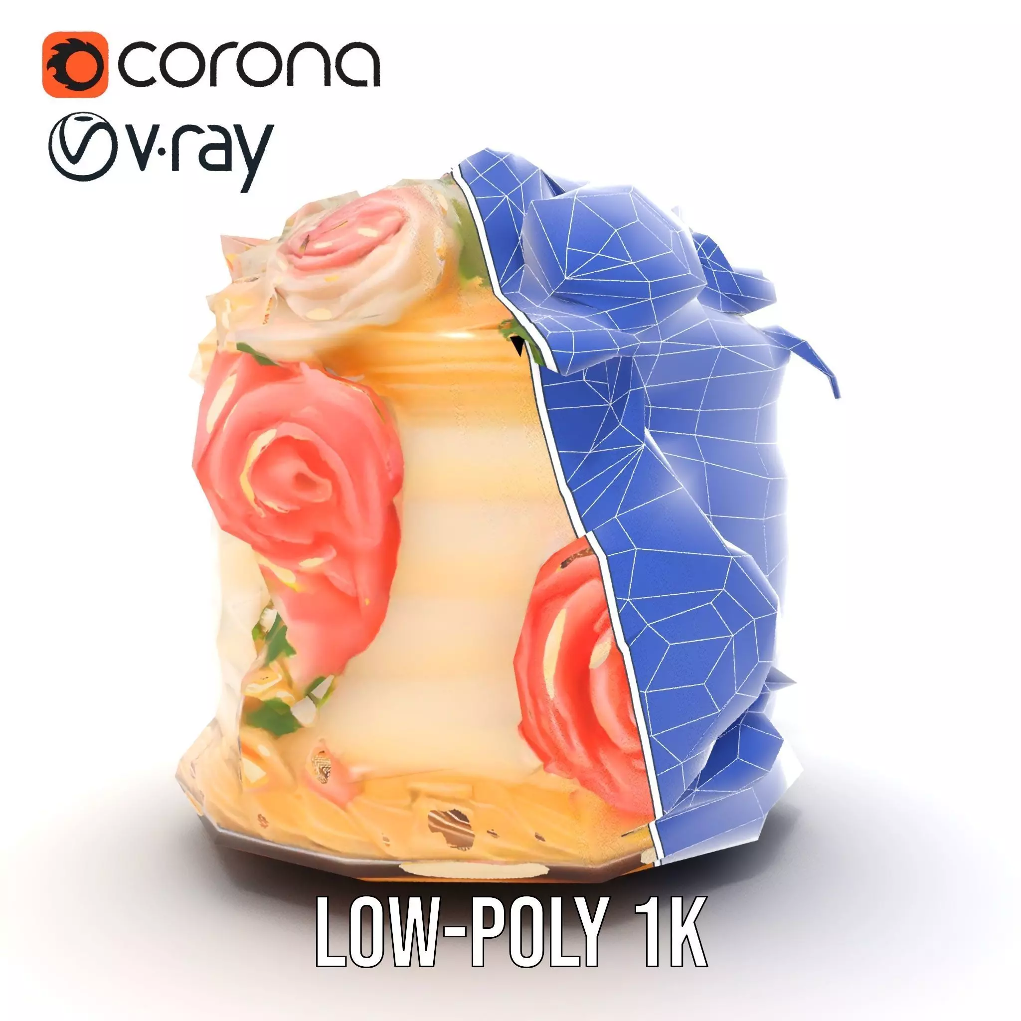 Floral Cake Design model pack Low-poly 3D model_20