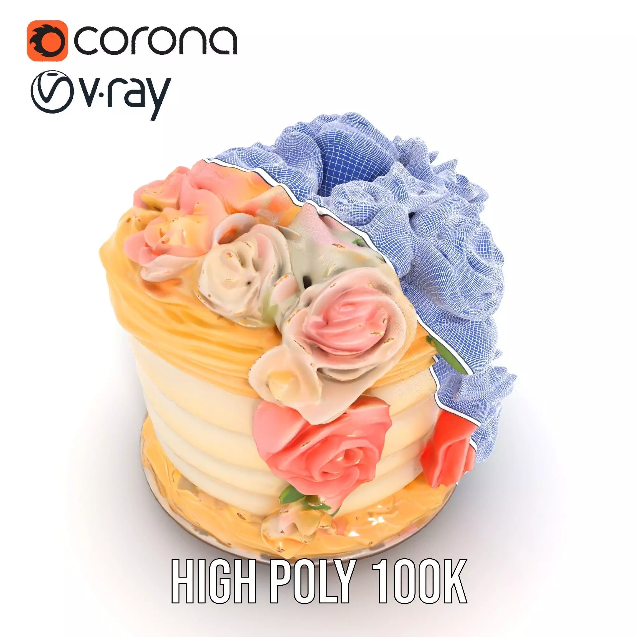 Floral Cake Design model pack Low-poly 3D model_33