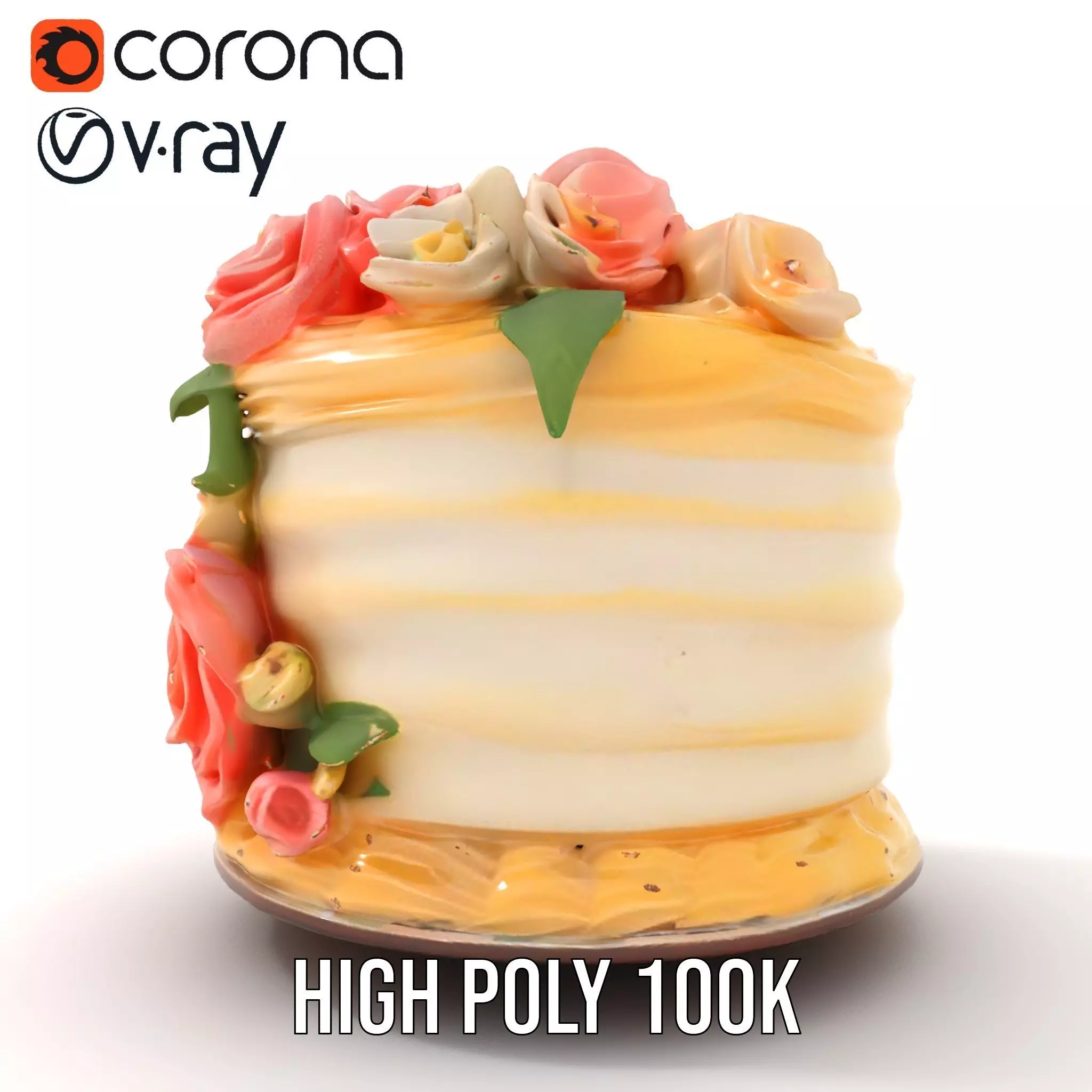 Floral Cake Design model pack Low-poly 3D model_21
