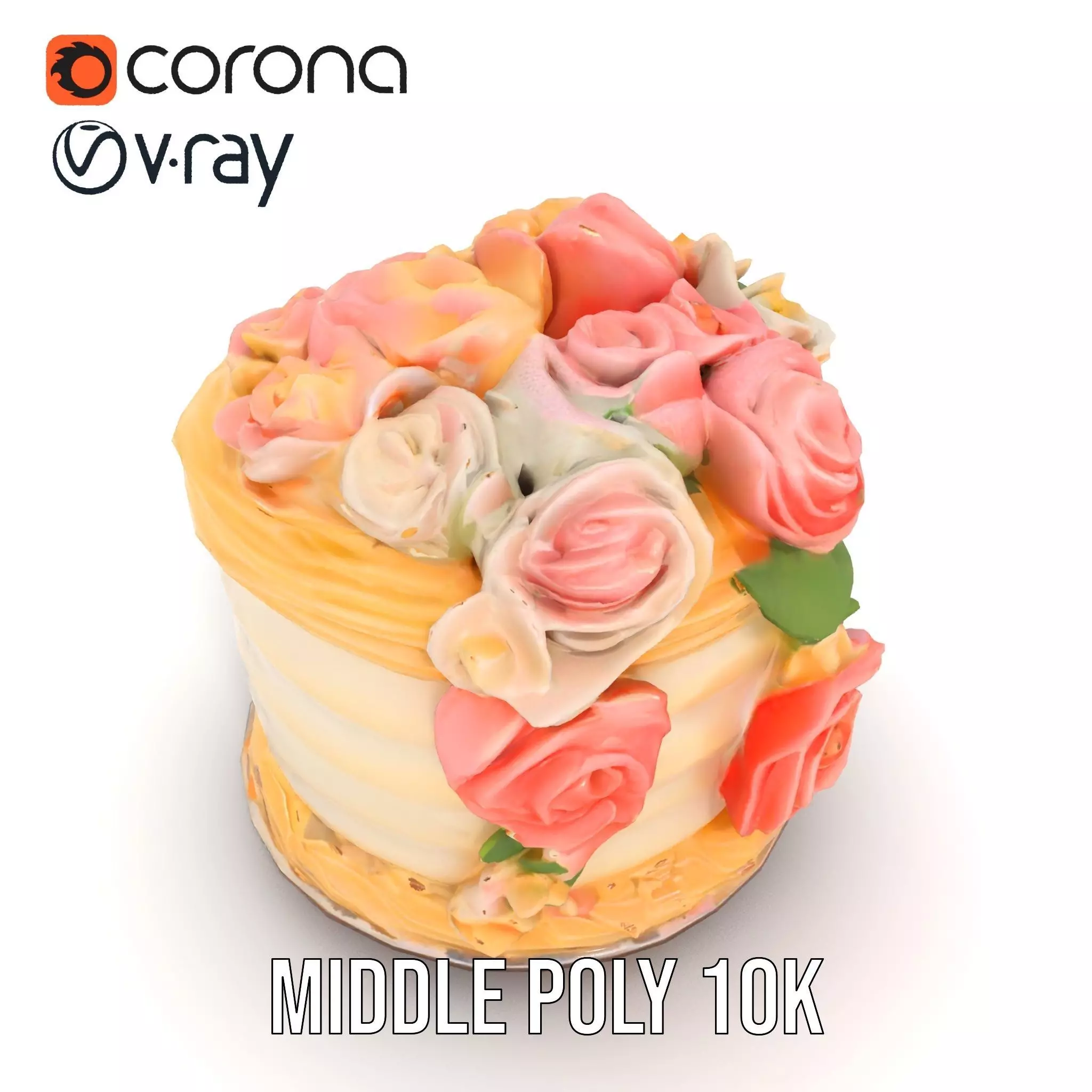 Floral Cake Design model pack Low-poly 3D model_11