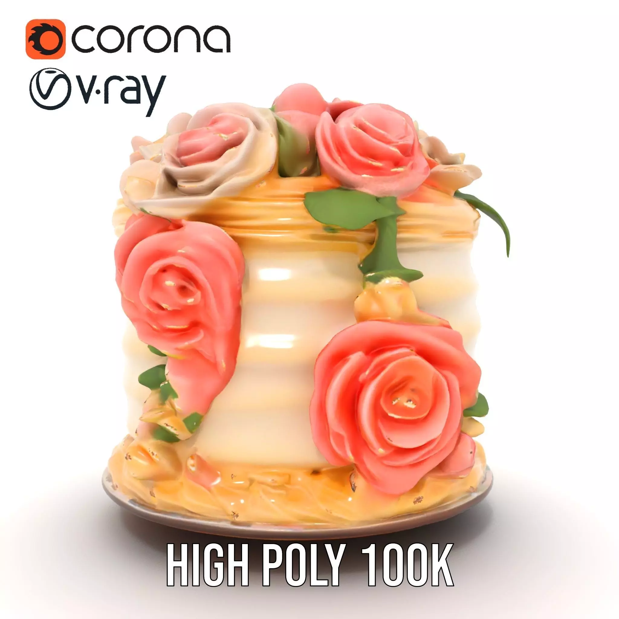 Floral Cake Design model pack Low-poly 3D model_24