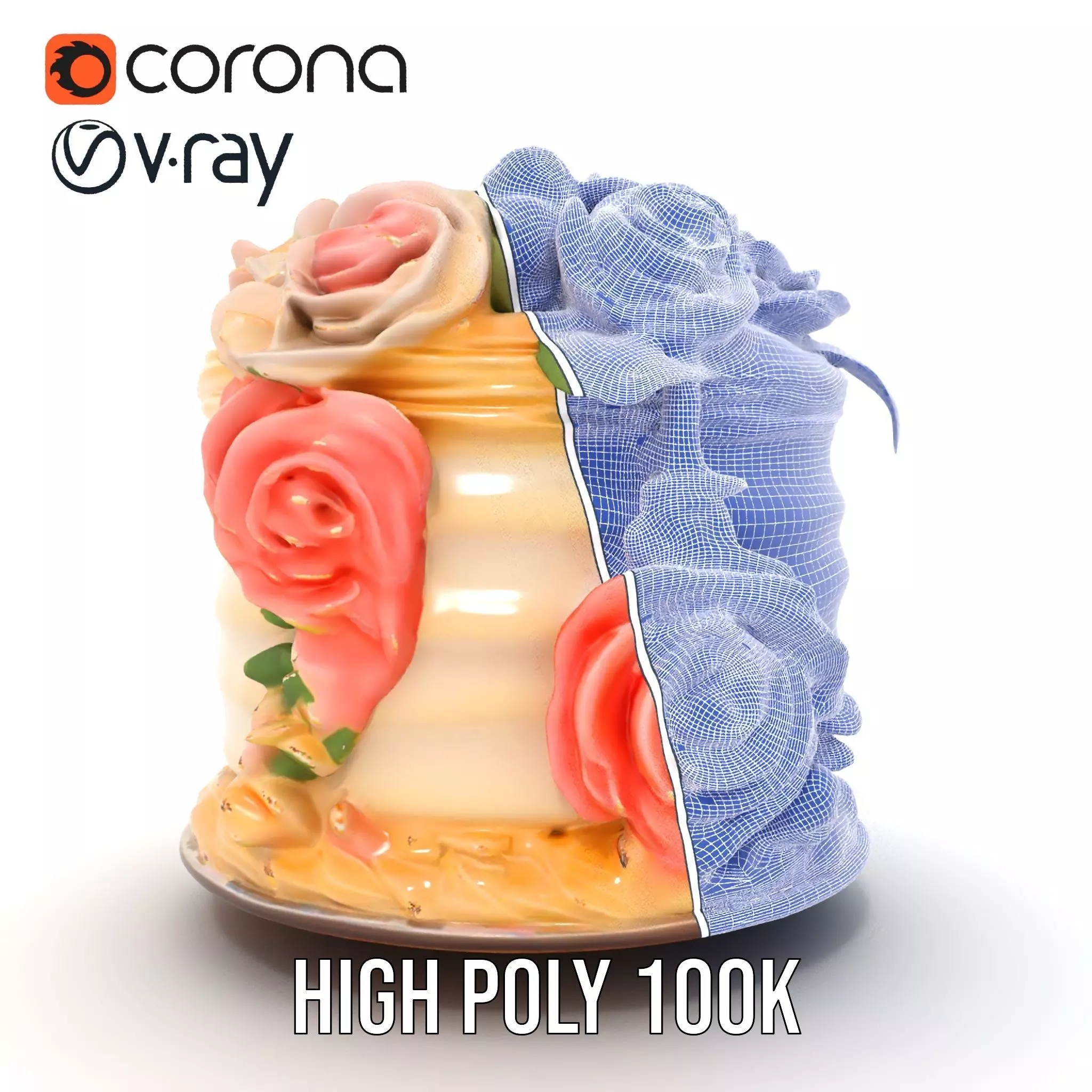 Floral Cake Design model pack Low-poly 3D model_35