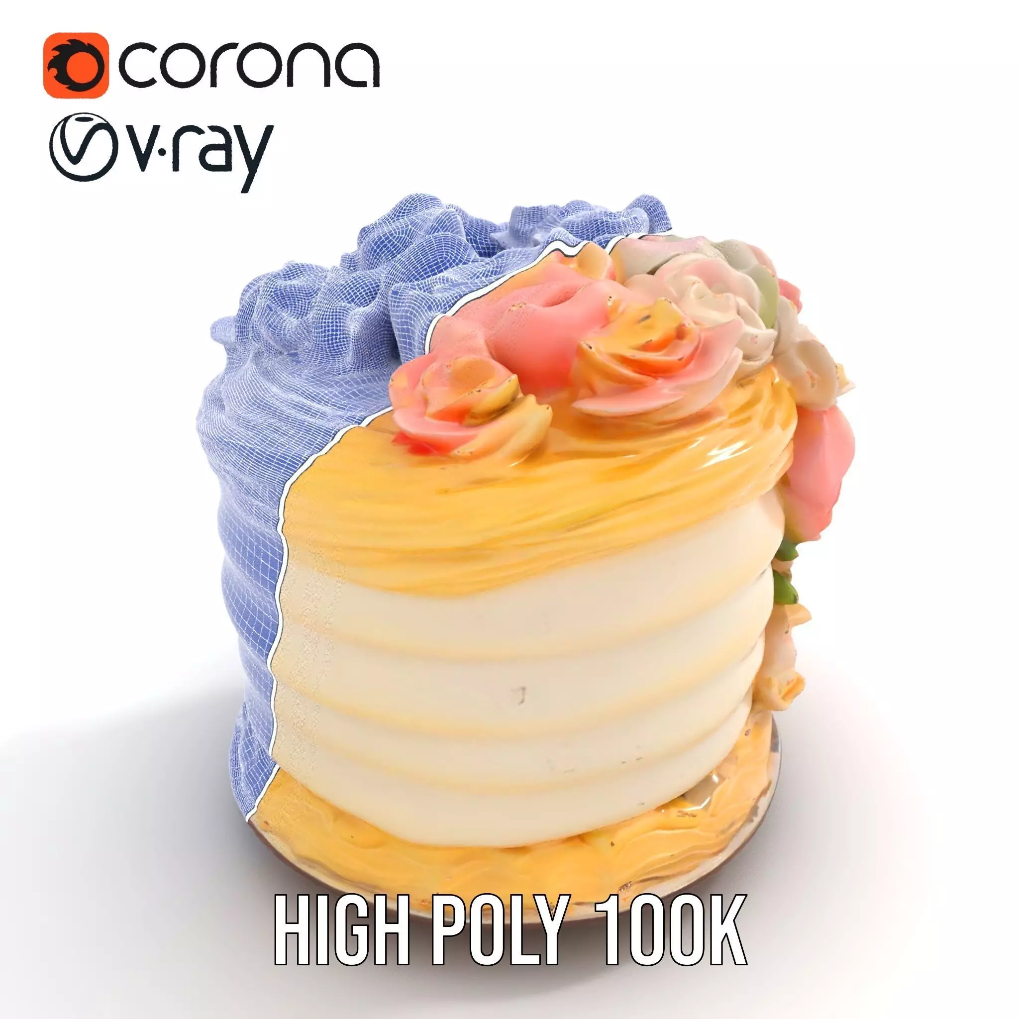 Floral Cake Design model pack Low-poly 3D model_32