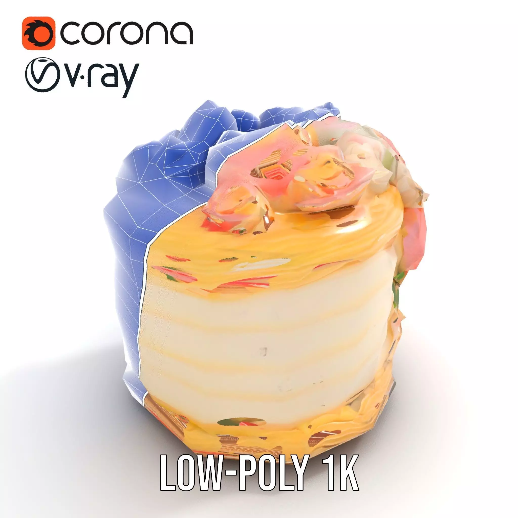 Floral Cake Design model pack Low-poly 3D model_14