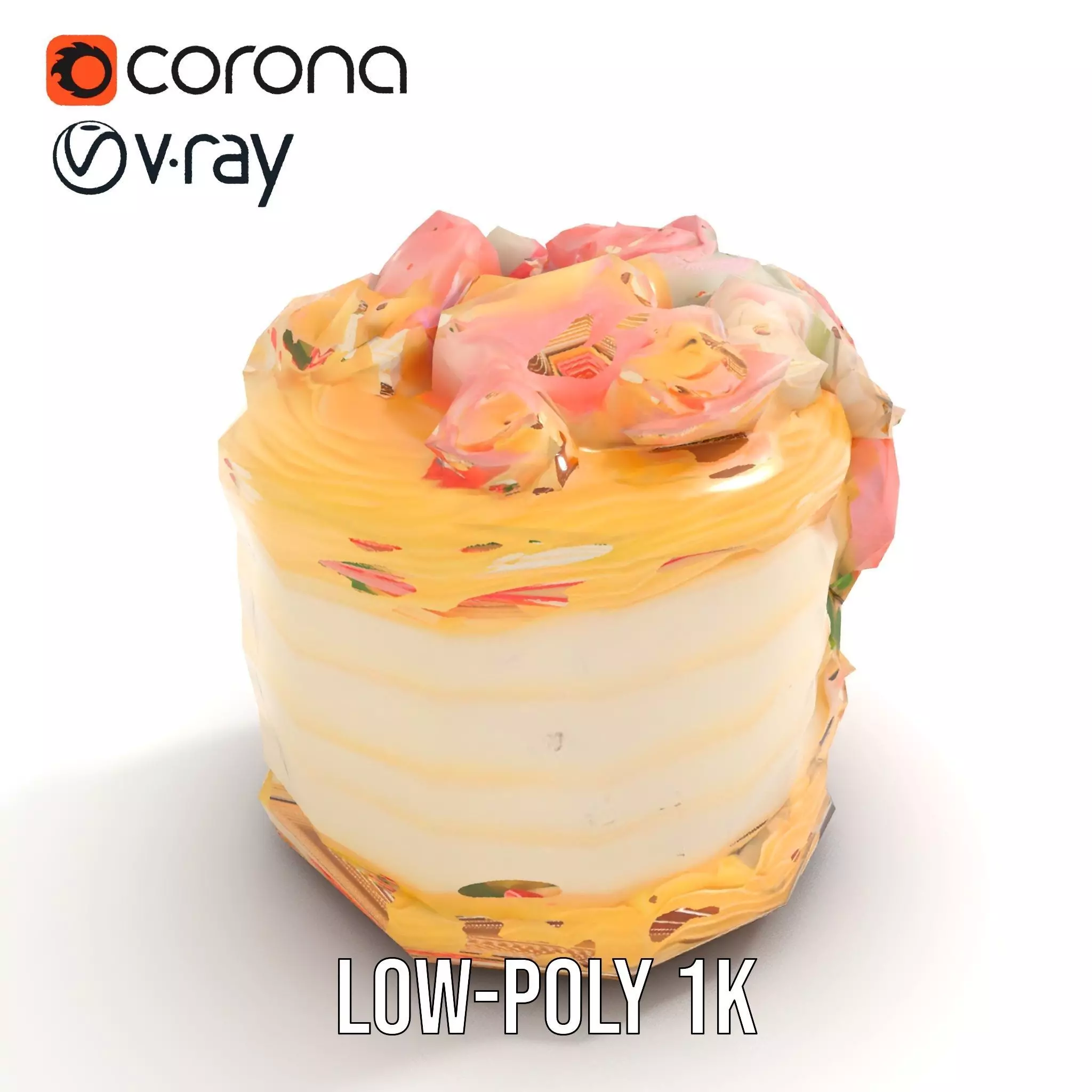 Floral Cake Design model pack Low-poly 3D model_12