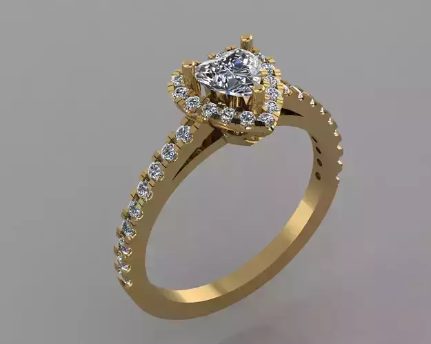 Pav Heart Diamond Wedding Ring