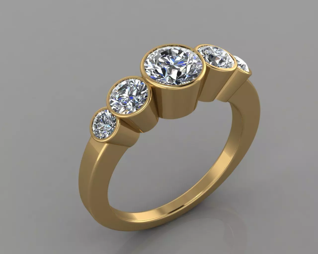 Five Stone Woman Wedding Ring 3D print model