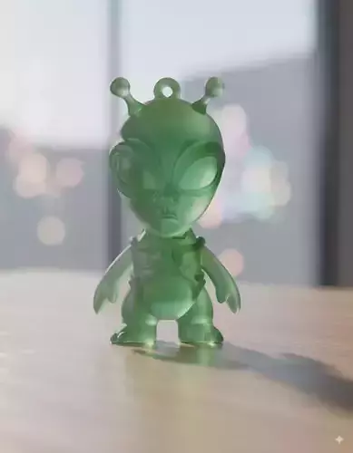 Alien Head Keychain 3D Print Model