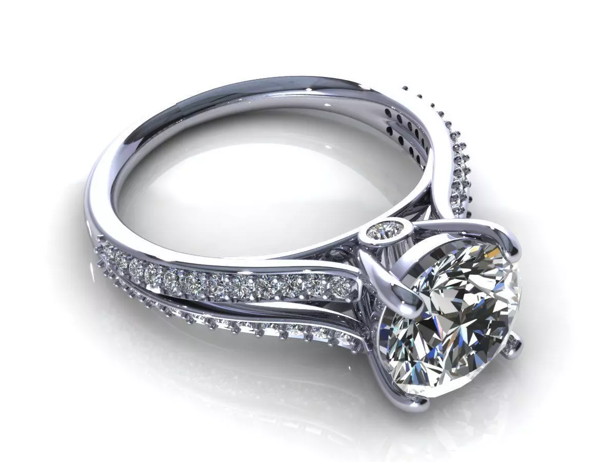 Round Diamond Engagement Ring 3D print model_0