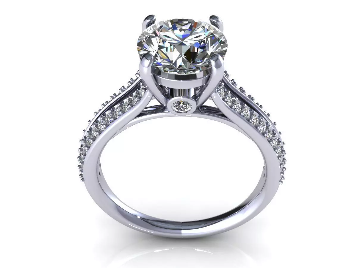 Round Diamond Engagement Ring 3D print model_1