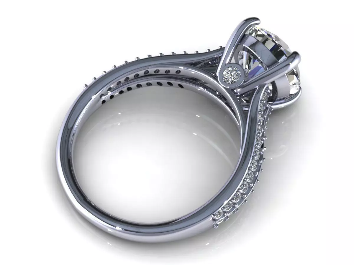 Round Diamond Engagement Ring 3D print model_2
