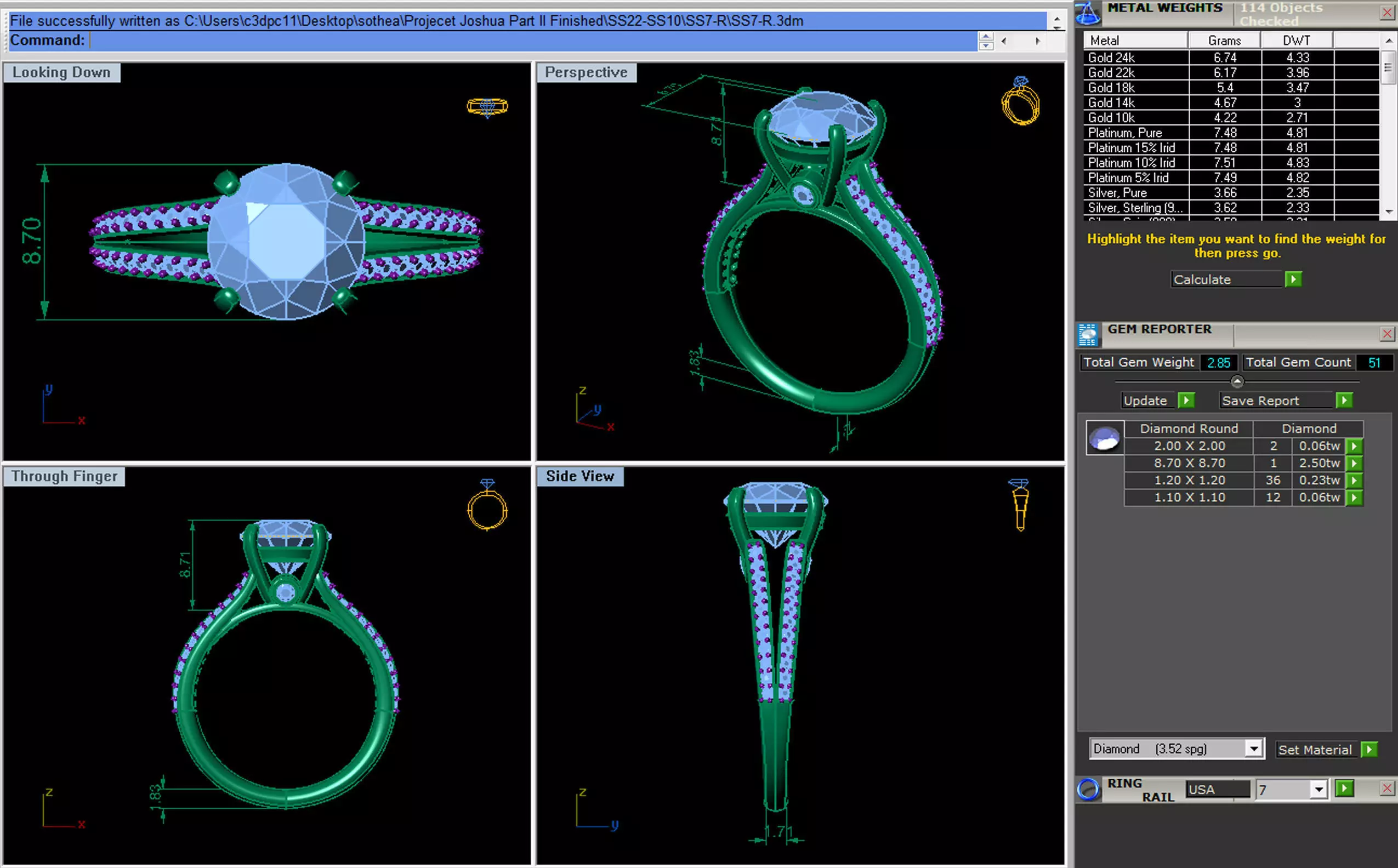 Round Diamond Engagement Ring 3D print model_3