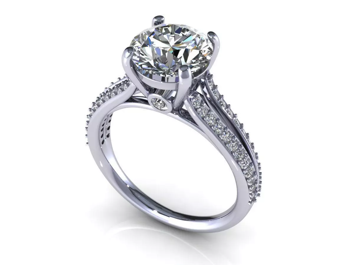 Round Diamond Engagement Ring 3D print model_4