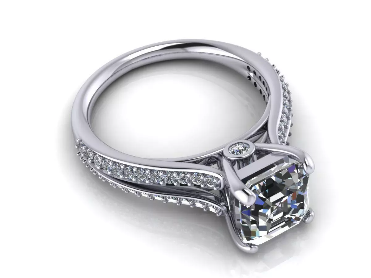 Princess Engagement Ring 3D print model_3