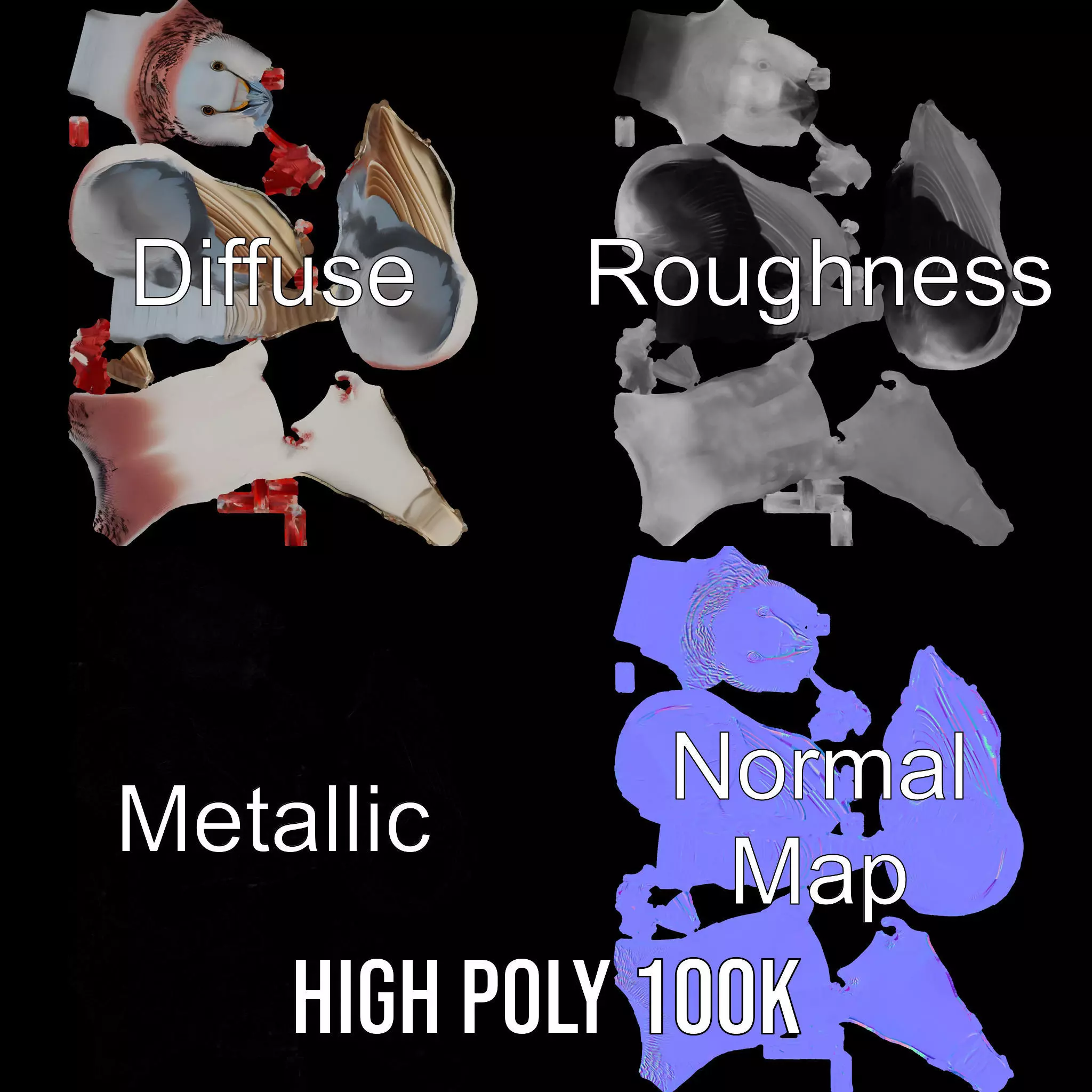 Elegant Pigeon Model Pack Low-poly 3D model_4