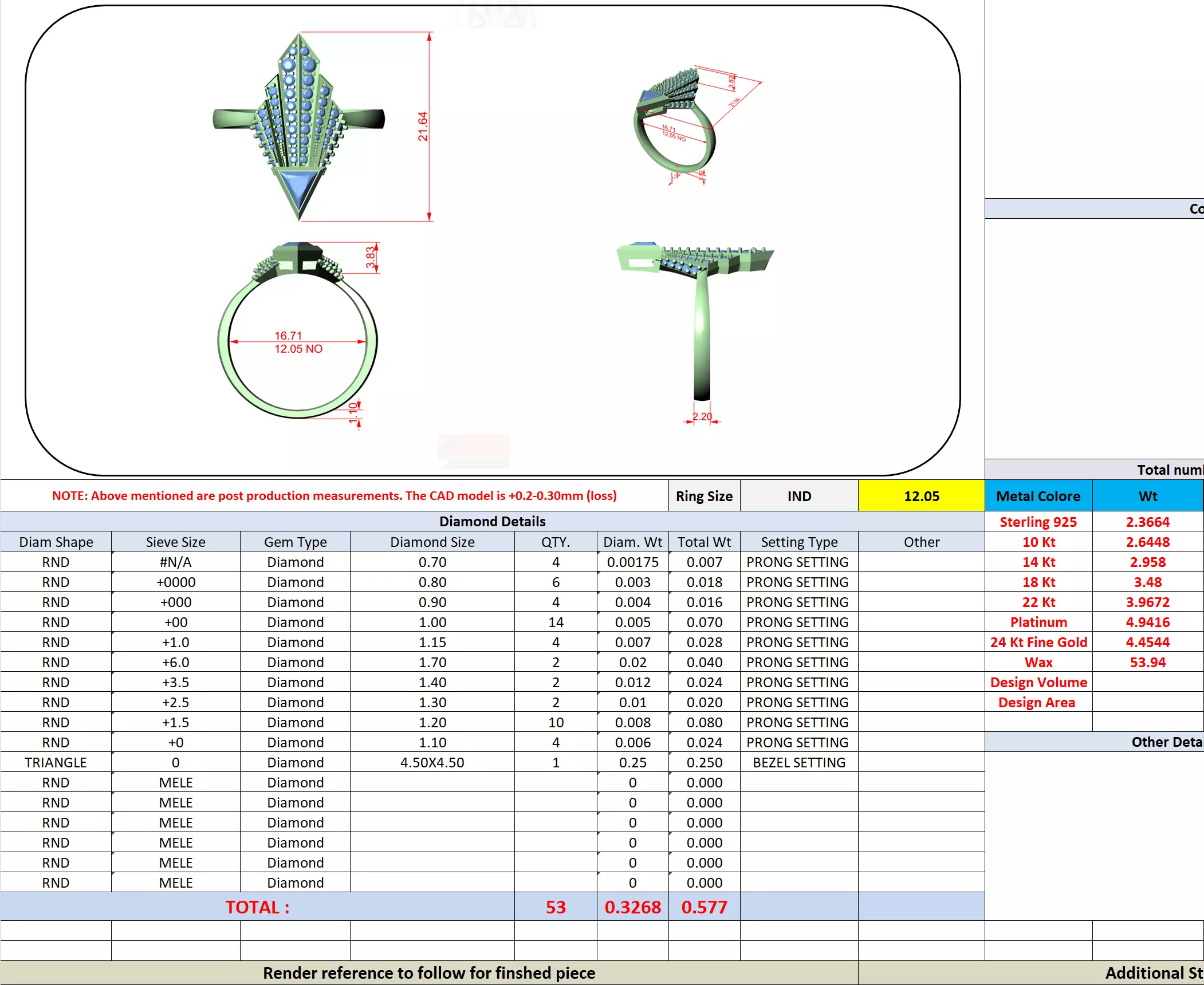 Tringle Diamond Kite Shape Engagement Wedding Ring 3DM STL Video 3D print model_19