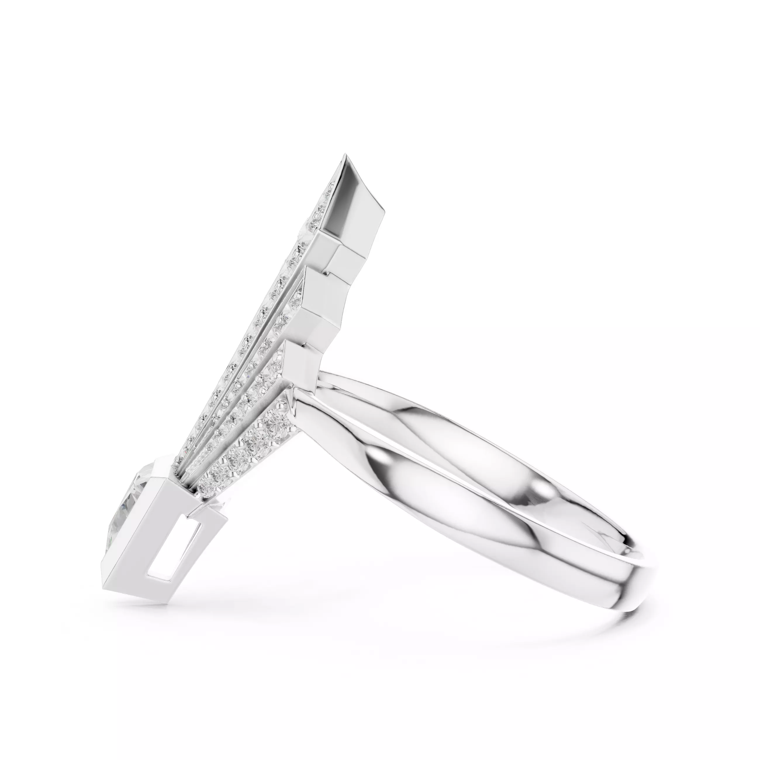 Tringle Diamond Kite Shape Engagement Wedding Ring 3DM STL Video 3D print model_15