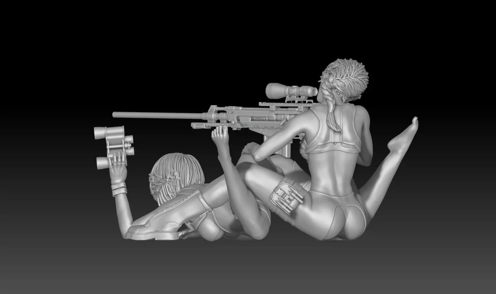 sniper girl pose 4 and 5 3D print model_2
