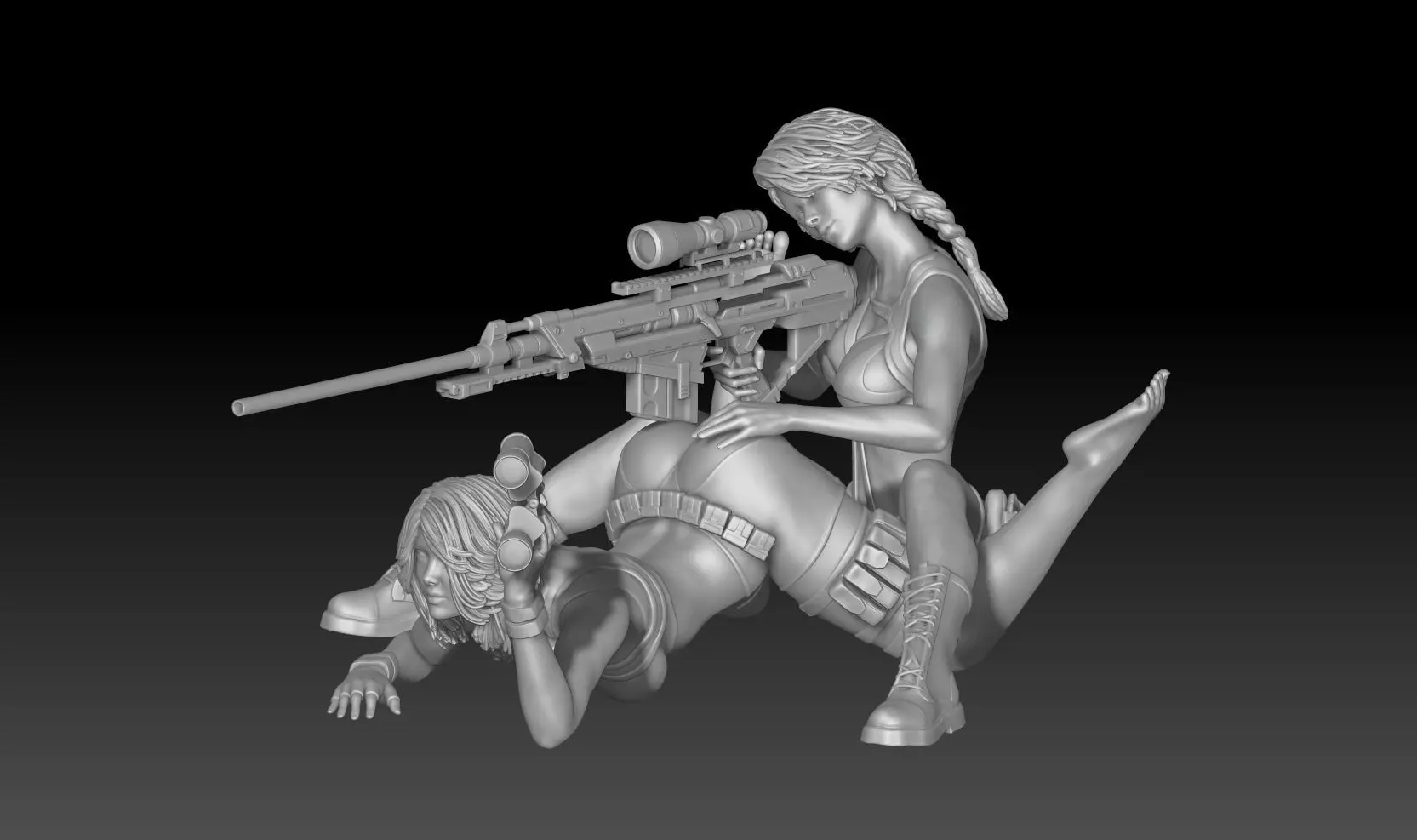 sniper girl pose 4 and 5 3D print model_1
