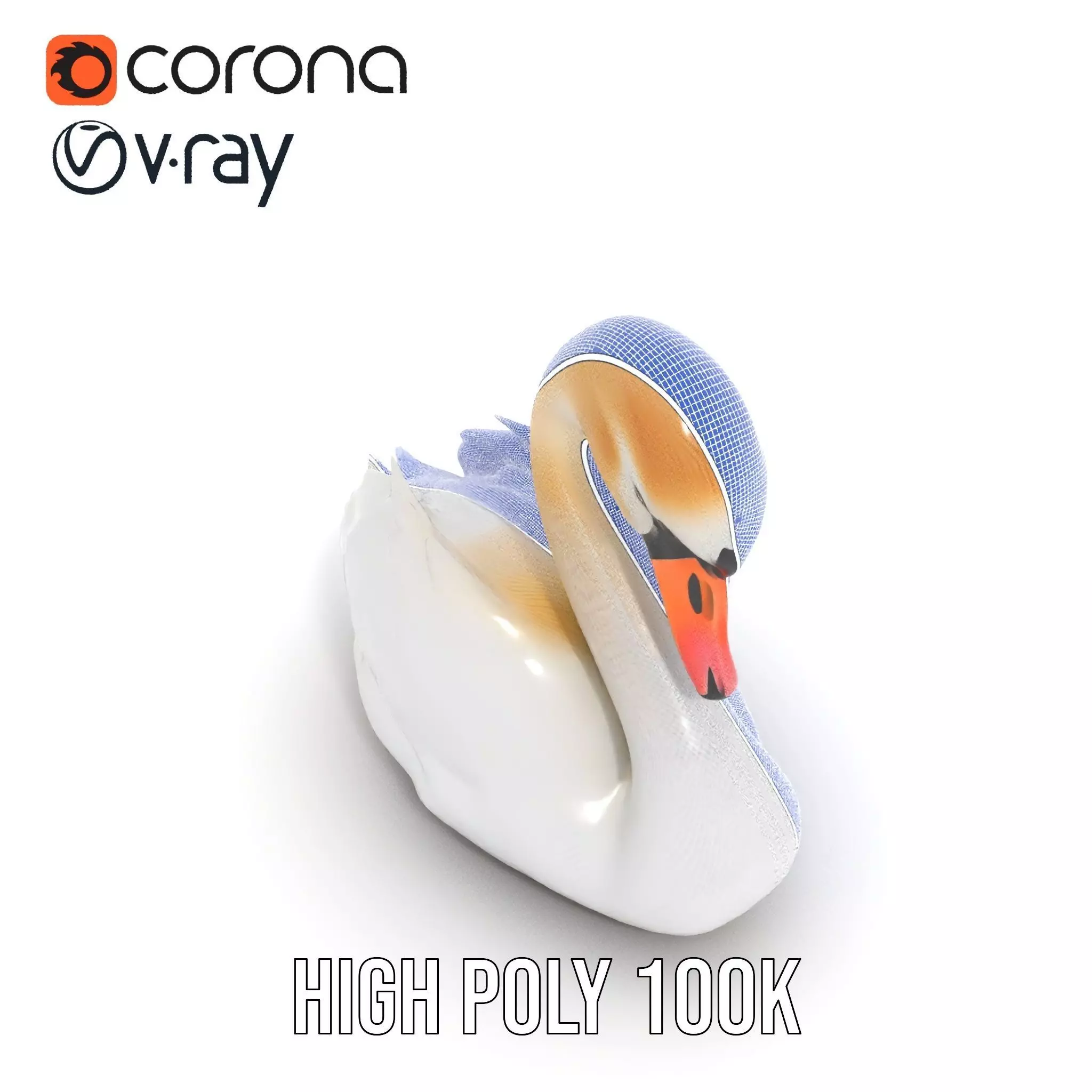 Elegant White Swan model pack Low-poly 3D model_34