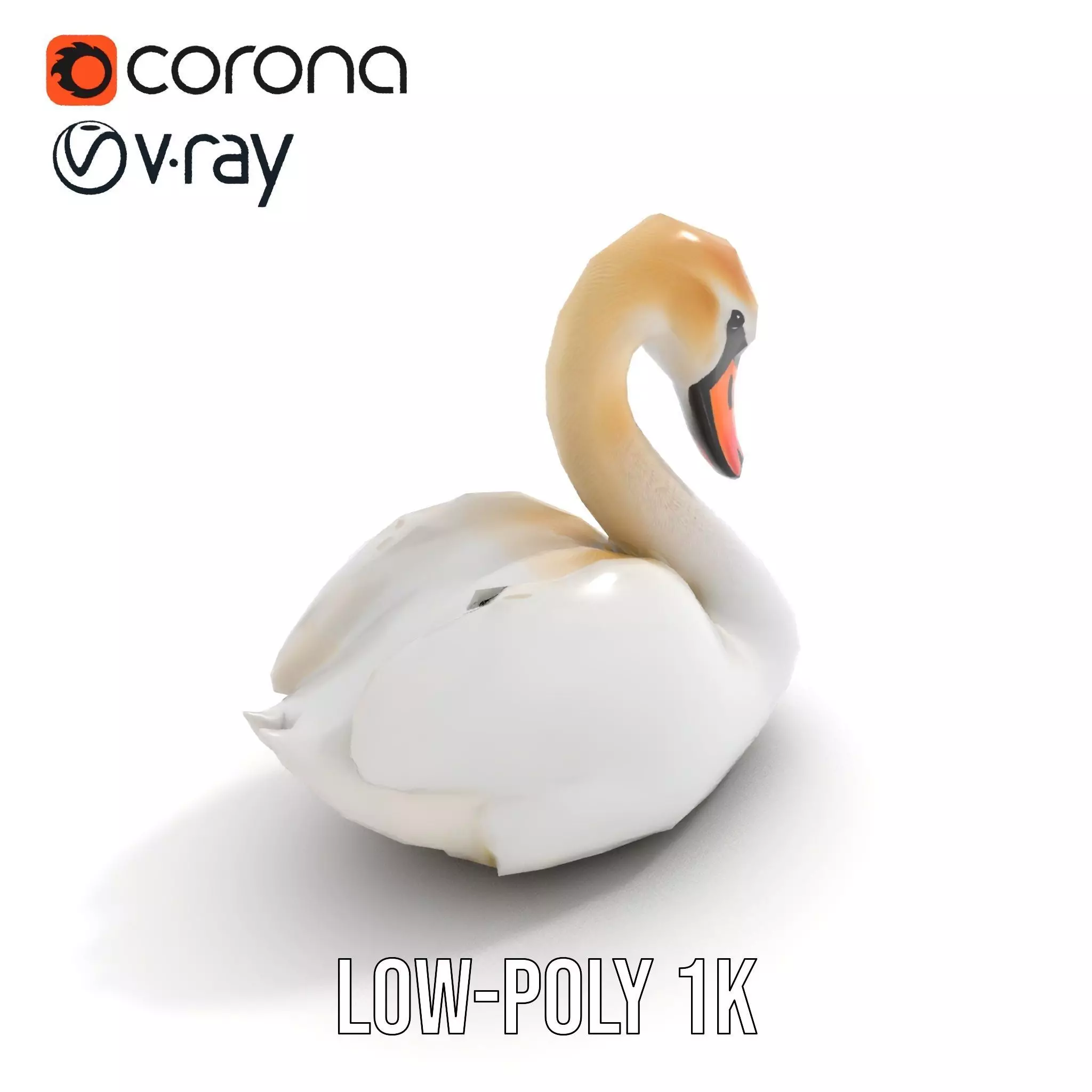 Elegant White Swan model pack Low-poly 3D model_10