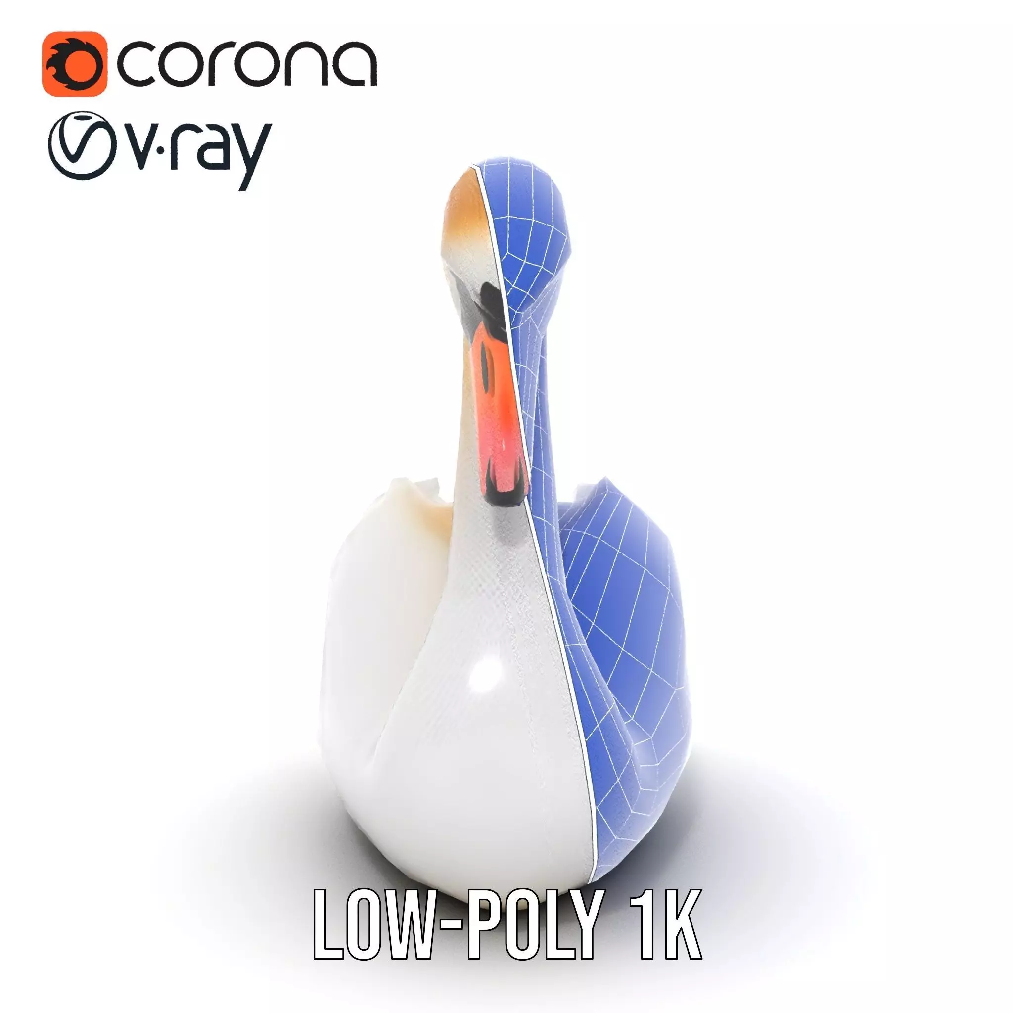 Elegant White Swan model pack Low-poly 3D model_31