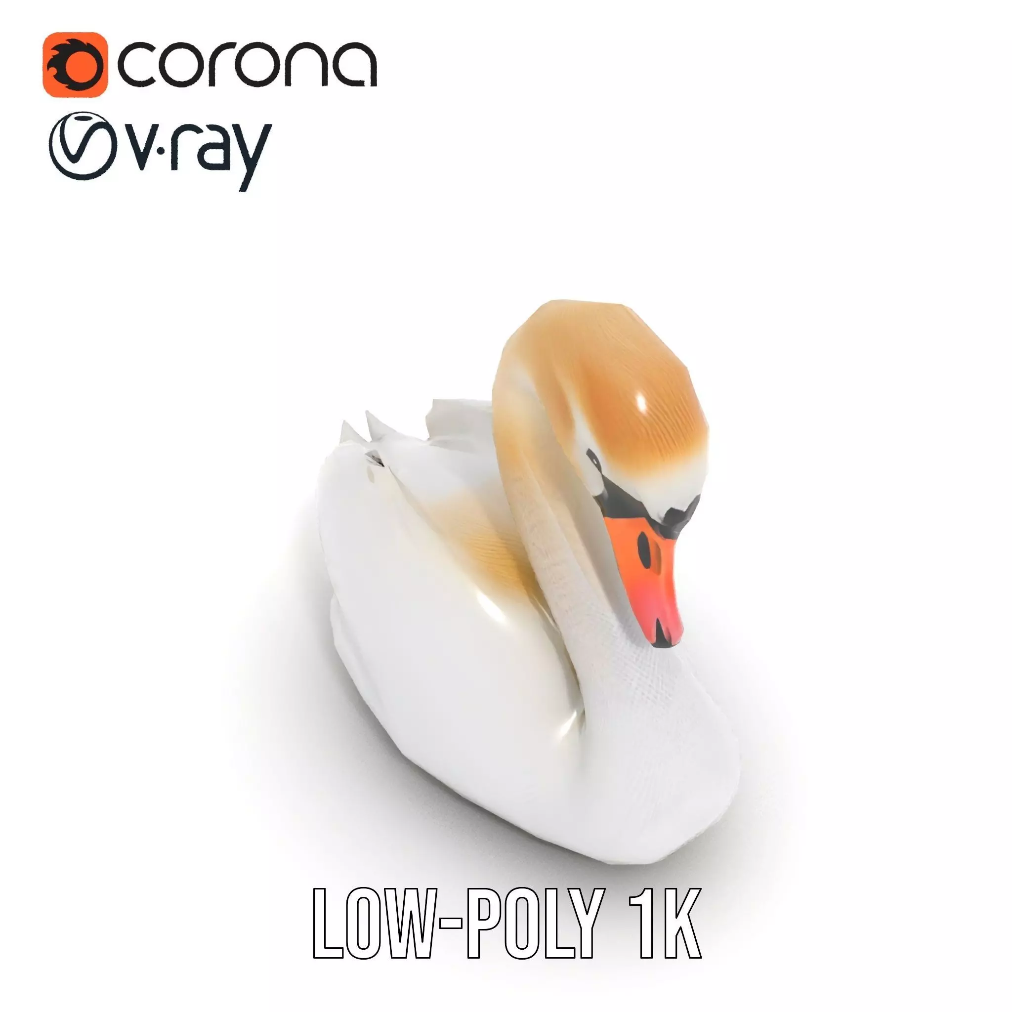 Elegant White Swan model pack Low-poly 3D model_15