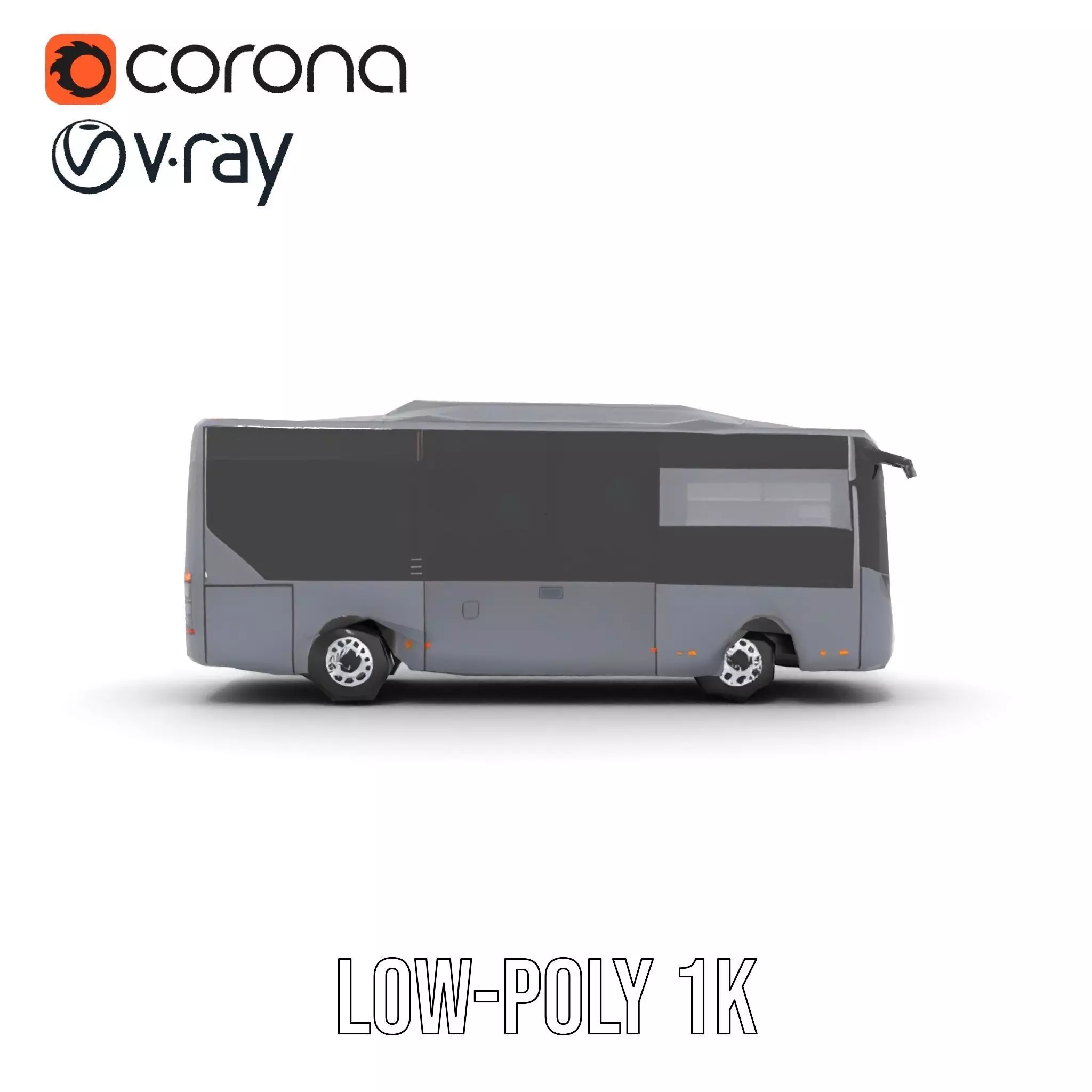 Gray Urban Bus model pack Low-poly 3D model_20