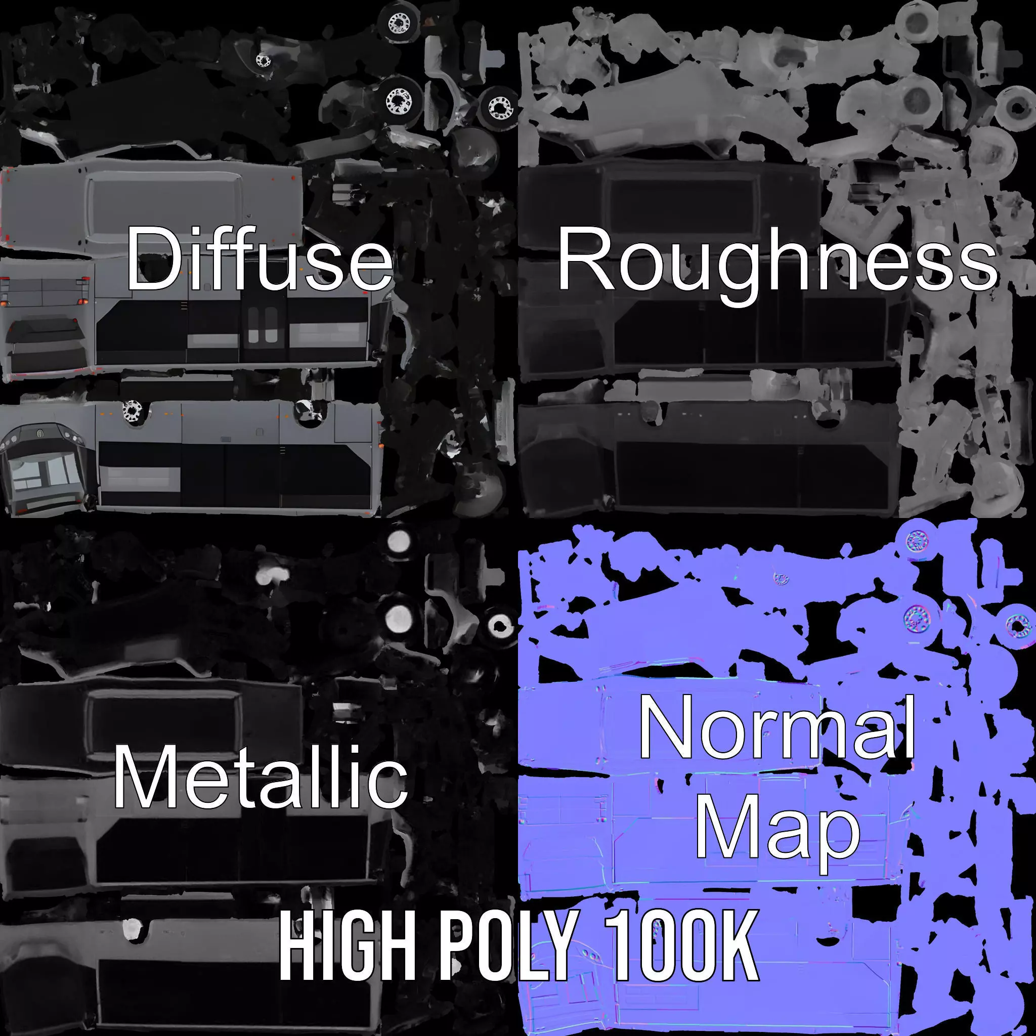 Gray Urban Bus model pack Low-poly 3D model_4