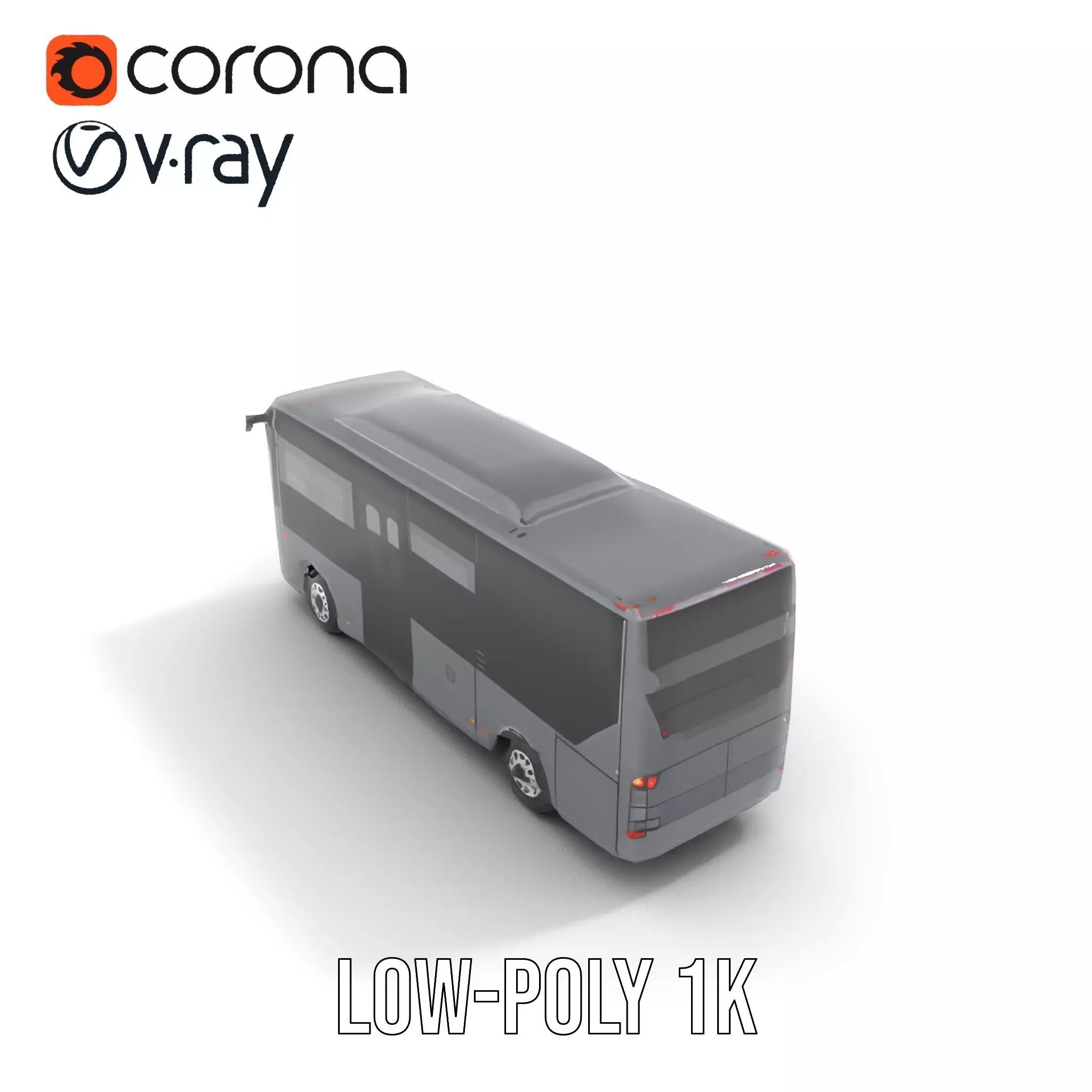 Gray Urban Bus model pack Low-poly 3D model_23