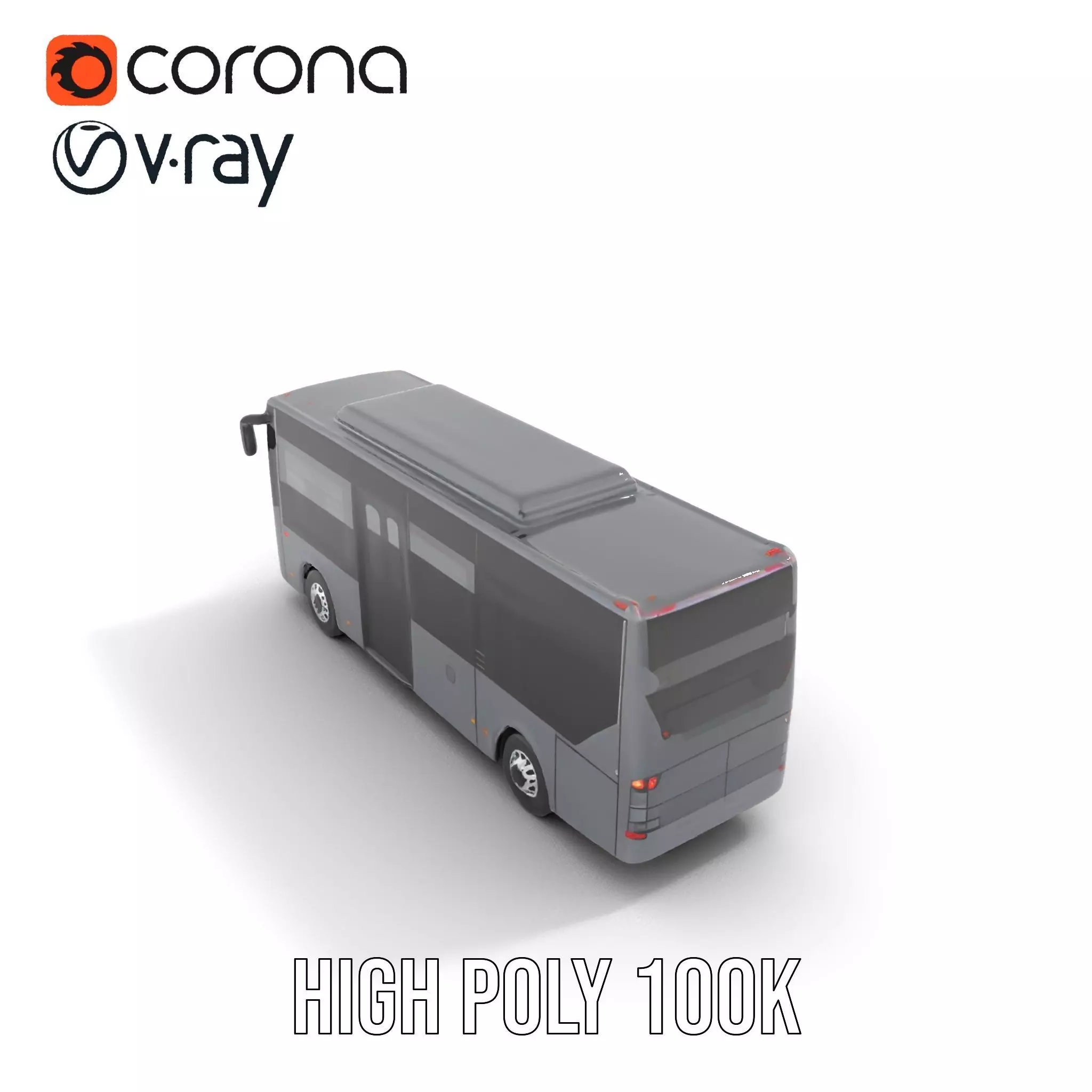 Gray Urban Bus model pack Low-poly 3D model_21