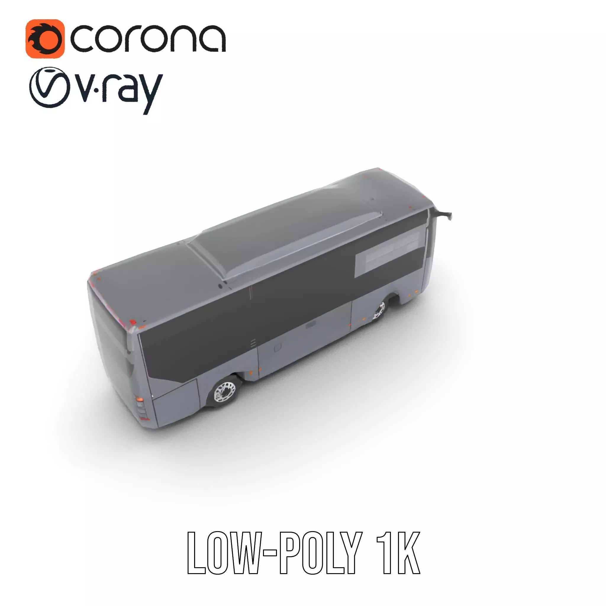 Gray Urban Bus model pack Low-poly 3D model_25