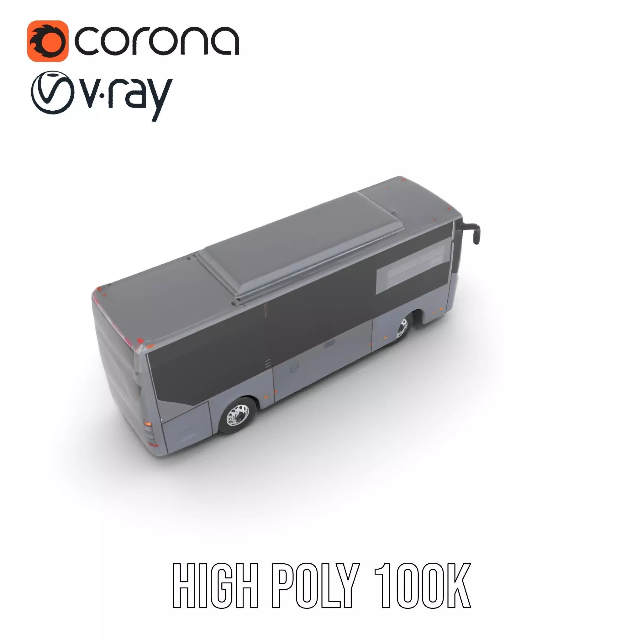 Gray Urban Bus model pack Low-poly 3D model_29